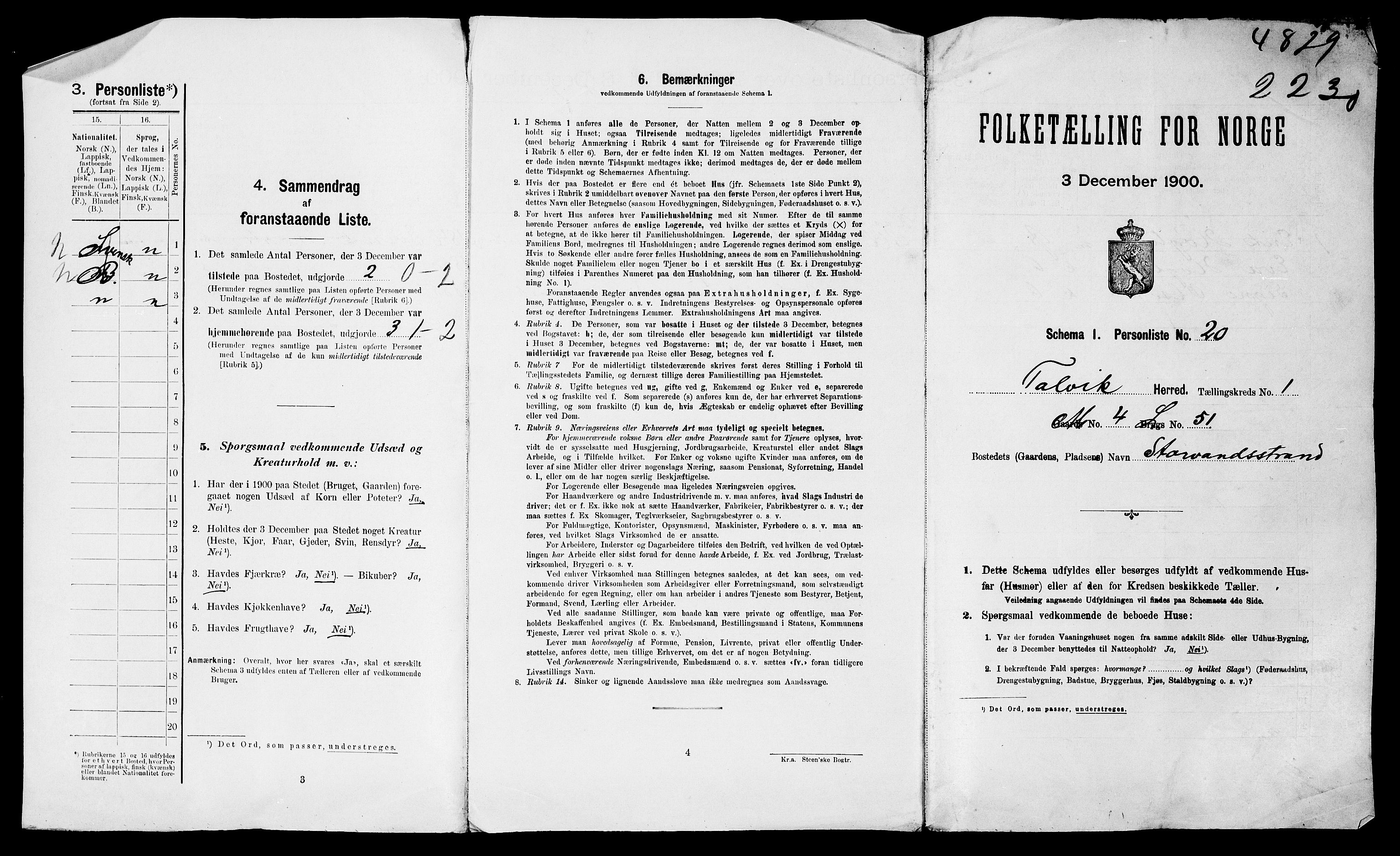 SATØ, 1900 census for Talvik, 1900, p. 36