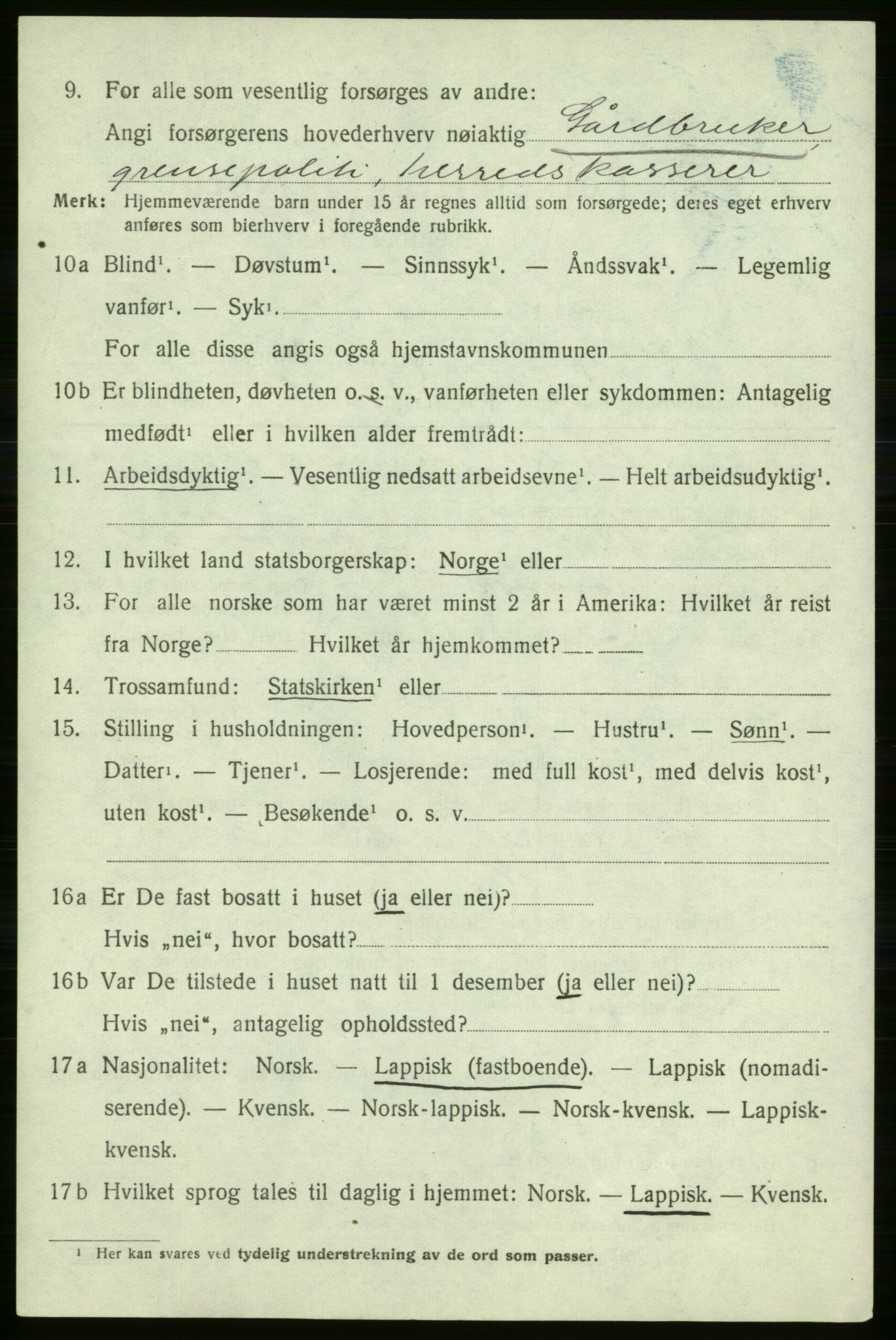 SATØ, 1920 census for Karasjok, 1920, p. 461