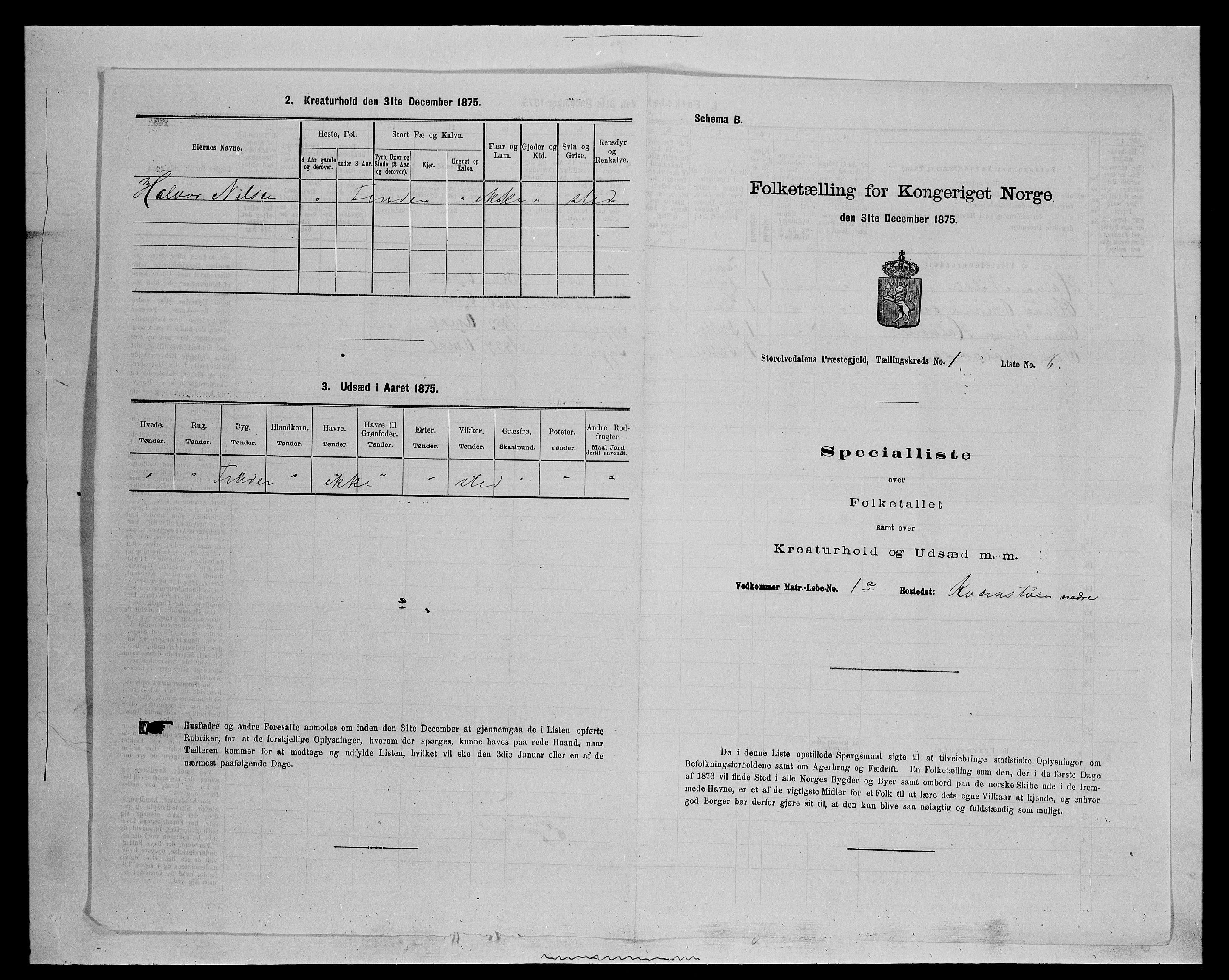 SAH, 1875 census for 0430P Stor-Elvdal, 1875, p. 63