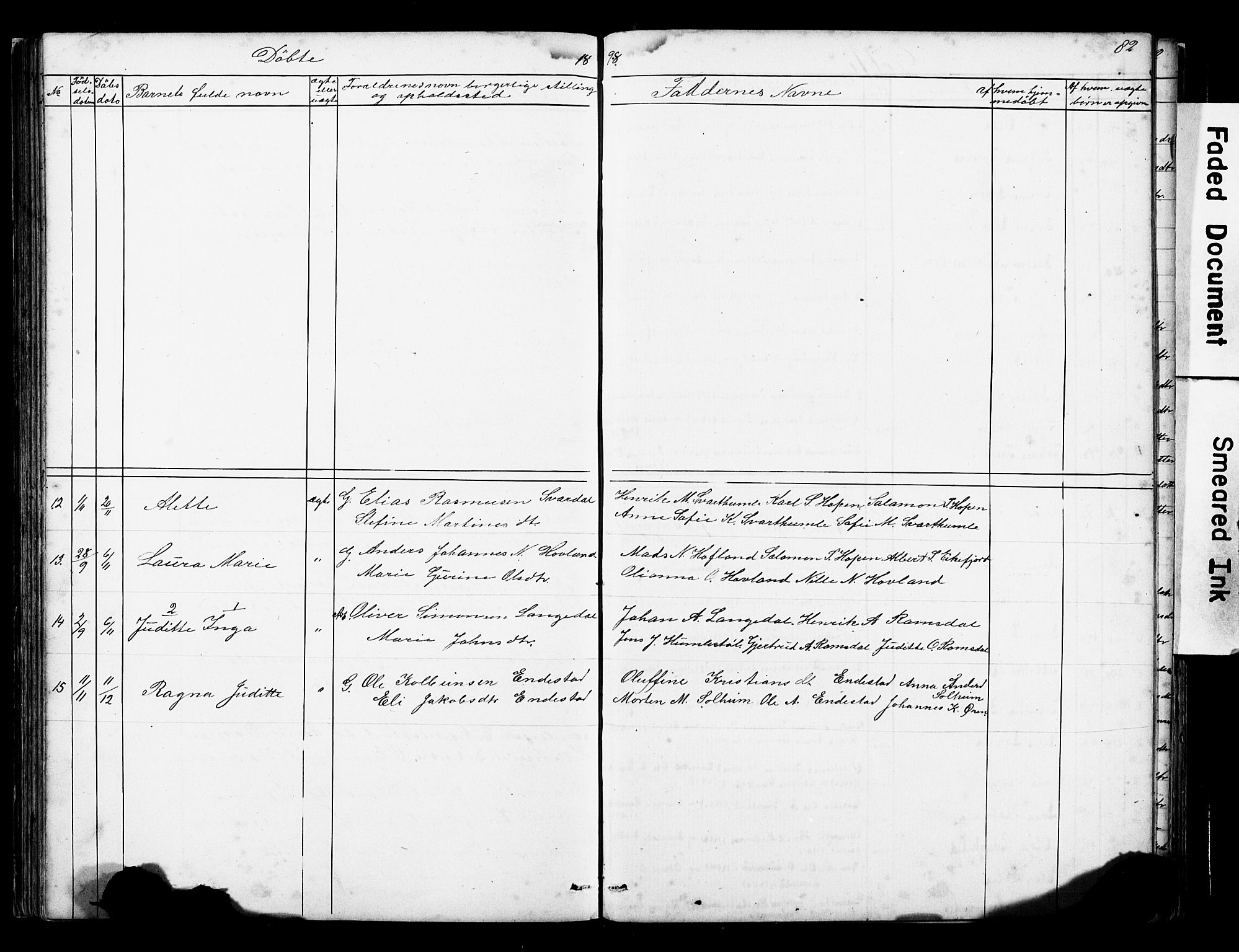 Kinn sokneprestembete, AV/SAB-A-80801/H/Hab/Habe/L0001: Parish register (copy) no. E 1, 1864-1899, p. 82