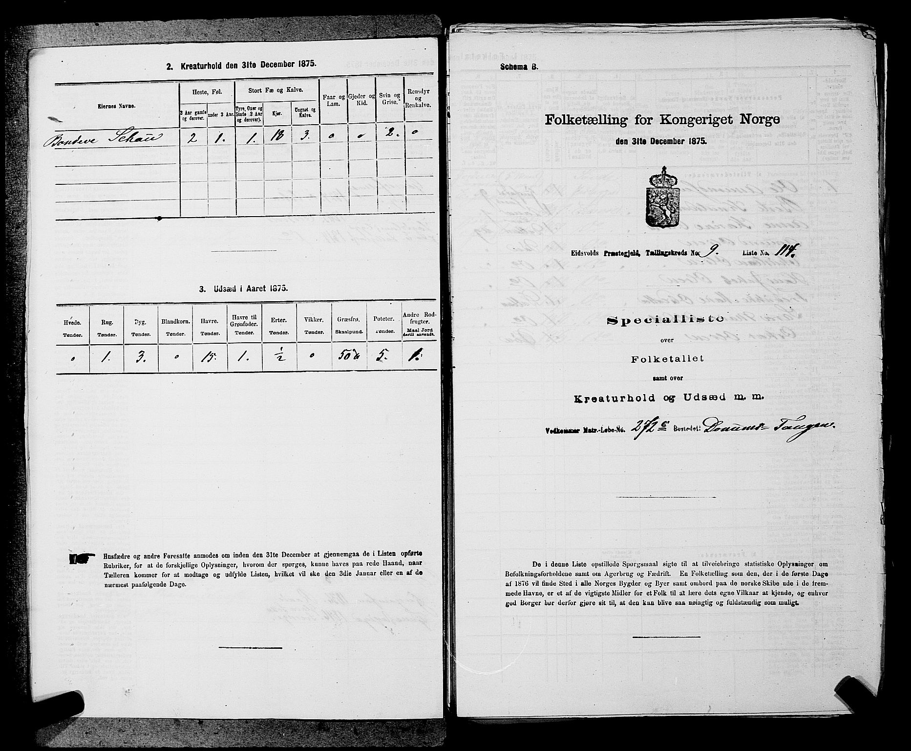 RA, 1875 census for 0237P Eidsvoll, 1875, p. 1210