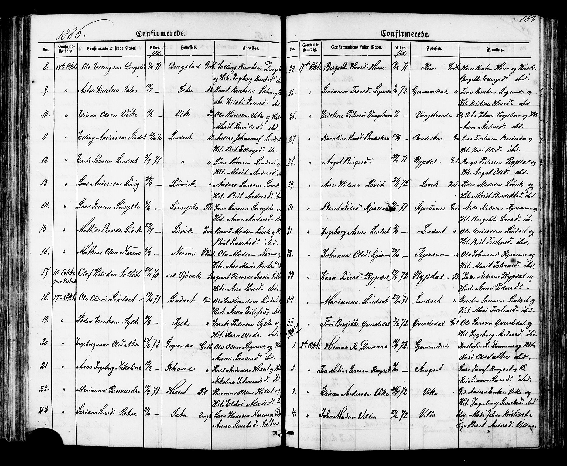 Ministerialprotokoller, klokkerbøker og fødselsregistre - Møre og Romsdal, SAT/A-1454/541/L0547: Parish register (copy) no. 541C02, 1867-1921, p. 163