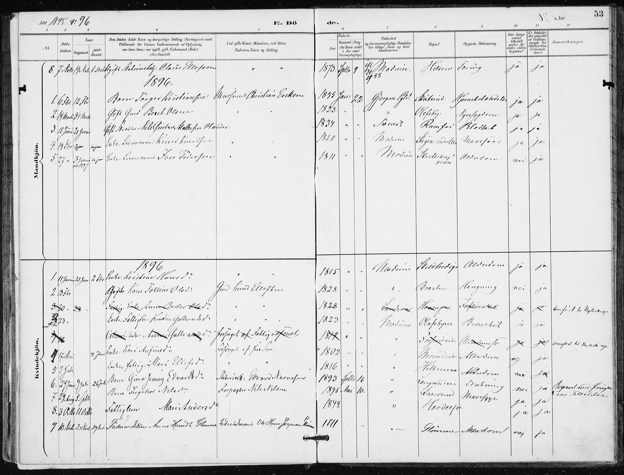 Modum kirkebøker, AV/SAKO-A-234/F/Fa/L0016: Parish register (official) no. 16, 1890-1899, p. 53