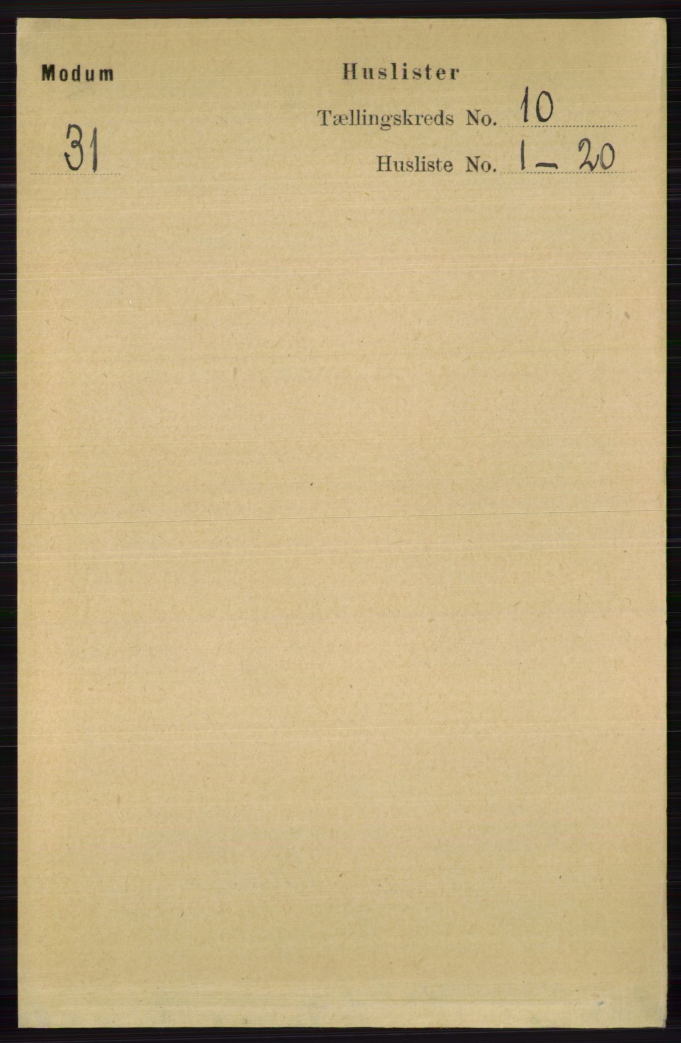 RA, 1891 census for 0623 Modum, 1891, p. 3948