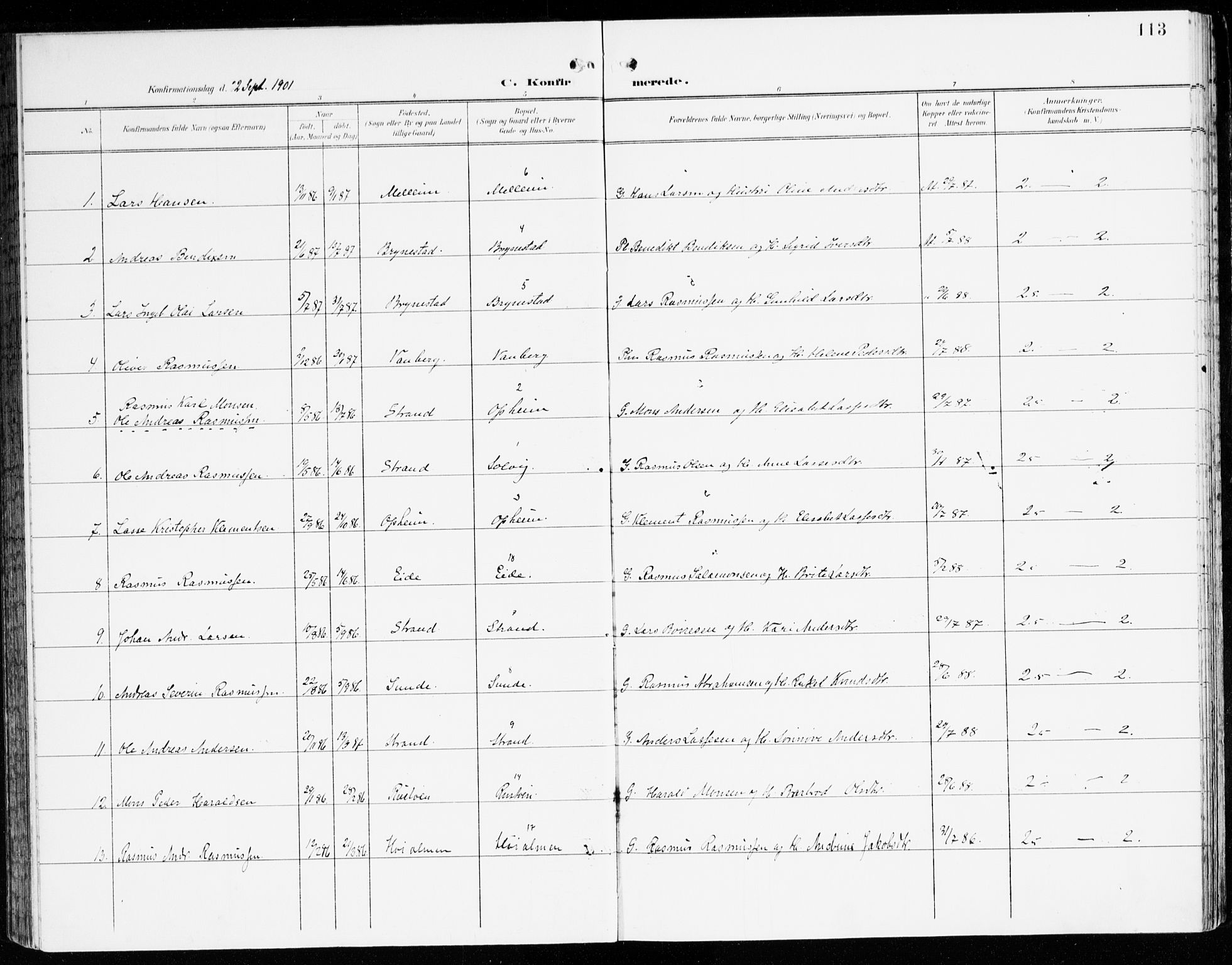Innvik sokneprestembete, SAB/A-80501: Parish register (official) no. C 2, 1900-1920, p. 113