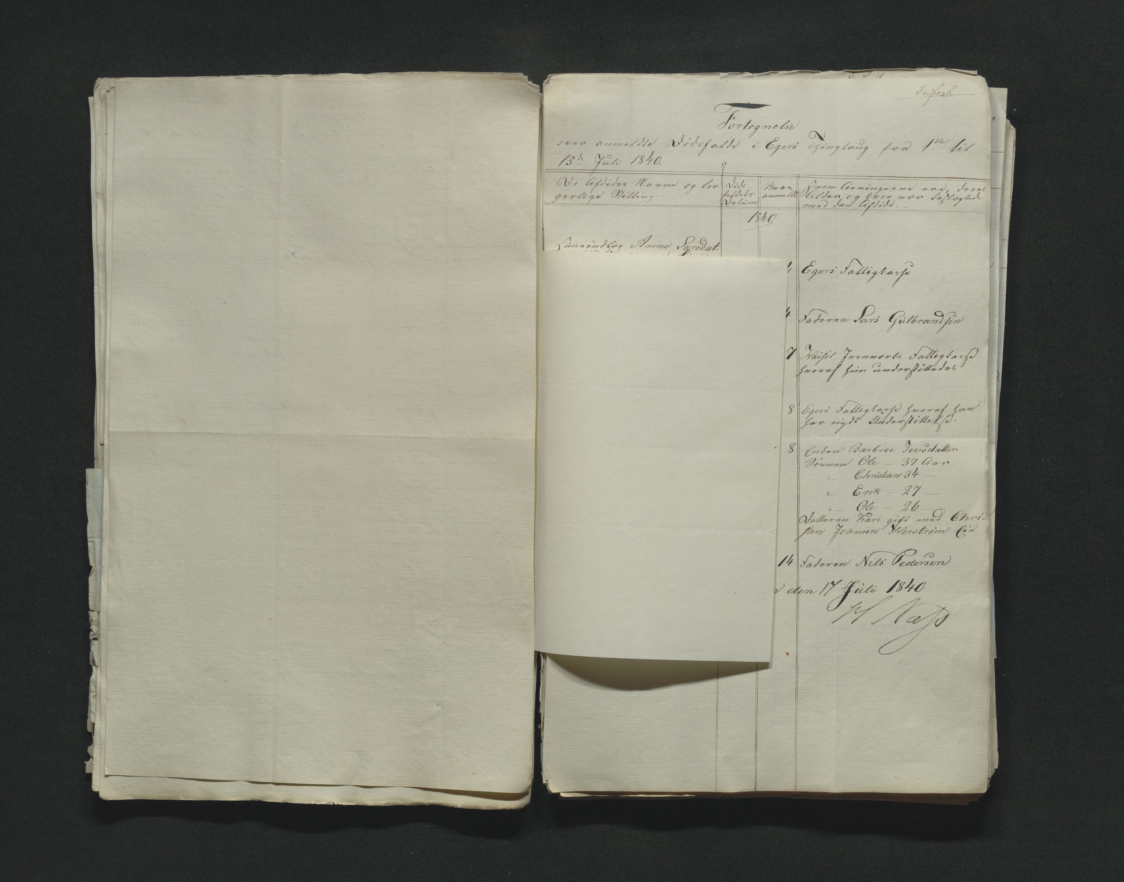 Eiker, Modum og Sigdal sorenskriveri, AV/SAKO-A-123/H/Ha/Hab/L0005: Dødsfallsmeldinger, 1837-1840
