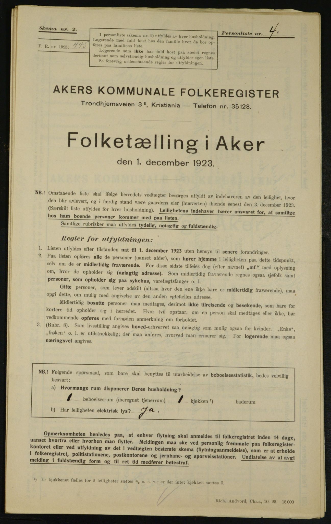 , Municipal Census 1923 for Aker, 1923, p. 25342