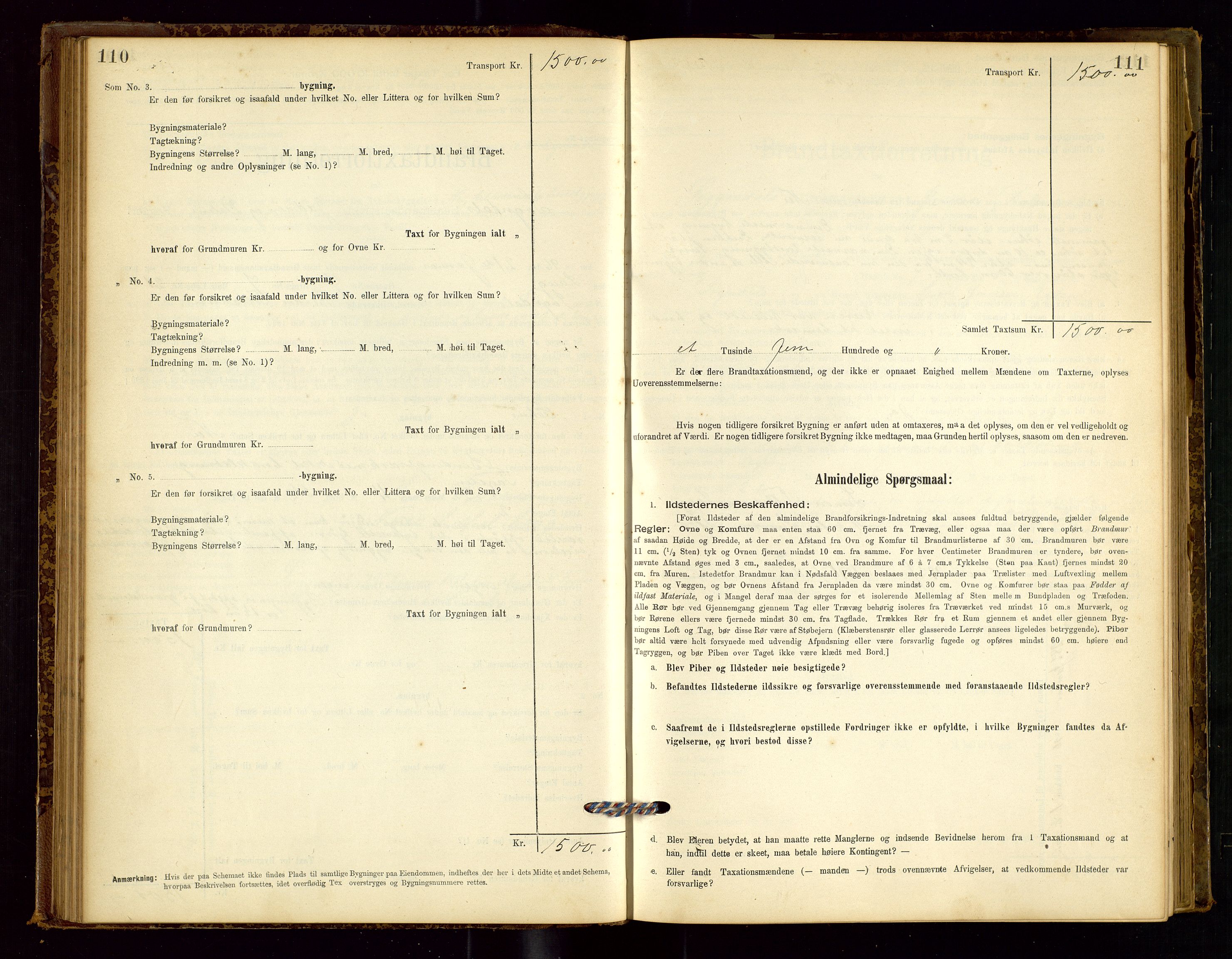 Sokndal lensmannskontor, AV/SAST-A-100417/Gob/L0001: "Brandtaxt-Protokol", 1895-1902, p. 110-111