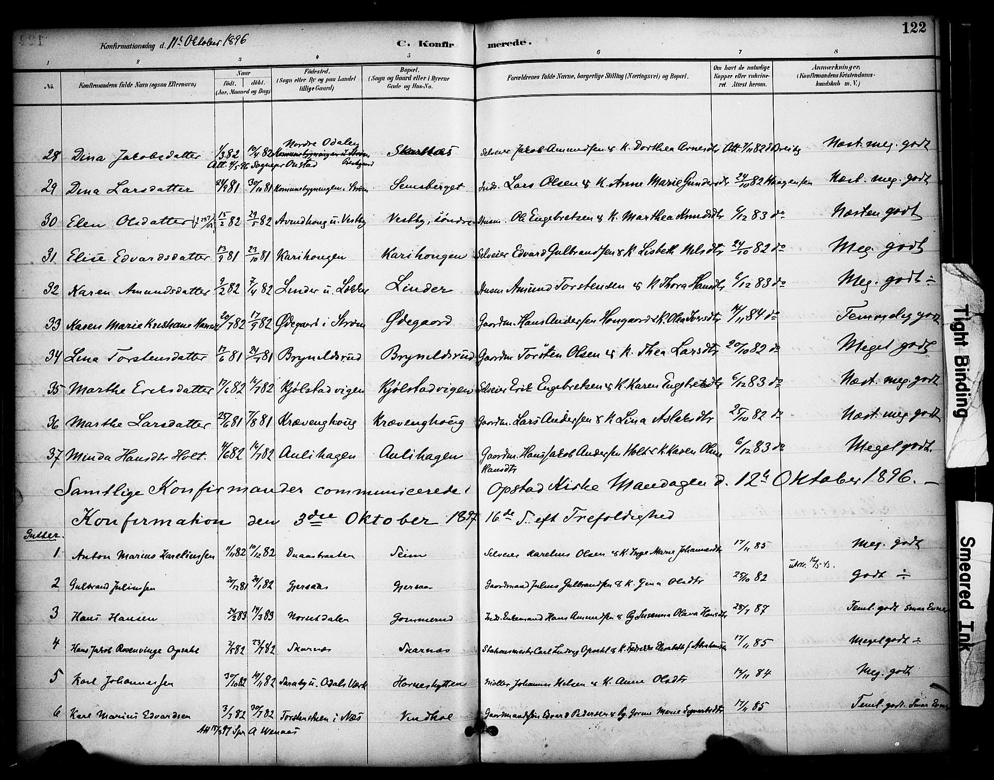 Sør-Odal prestekontor, AV/SAH-PREST-030/H/Ha/Haa/L0009: Parish register (official) no. 9, 1886-1926, p. 122