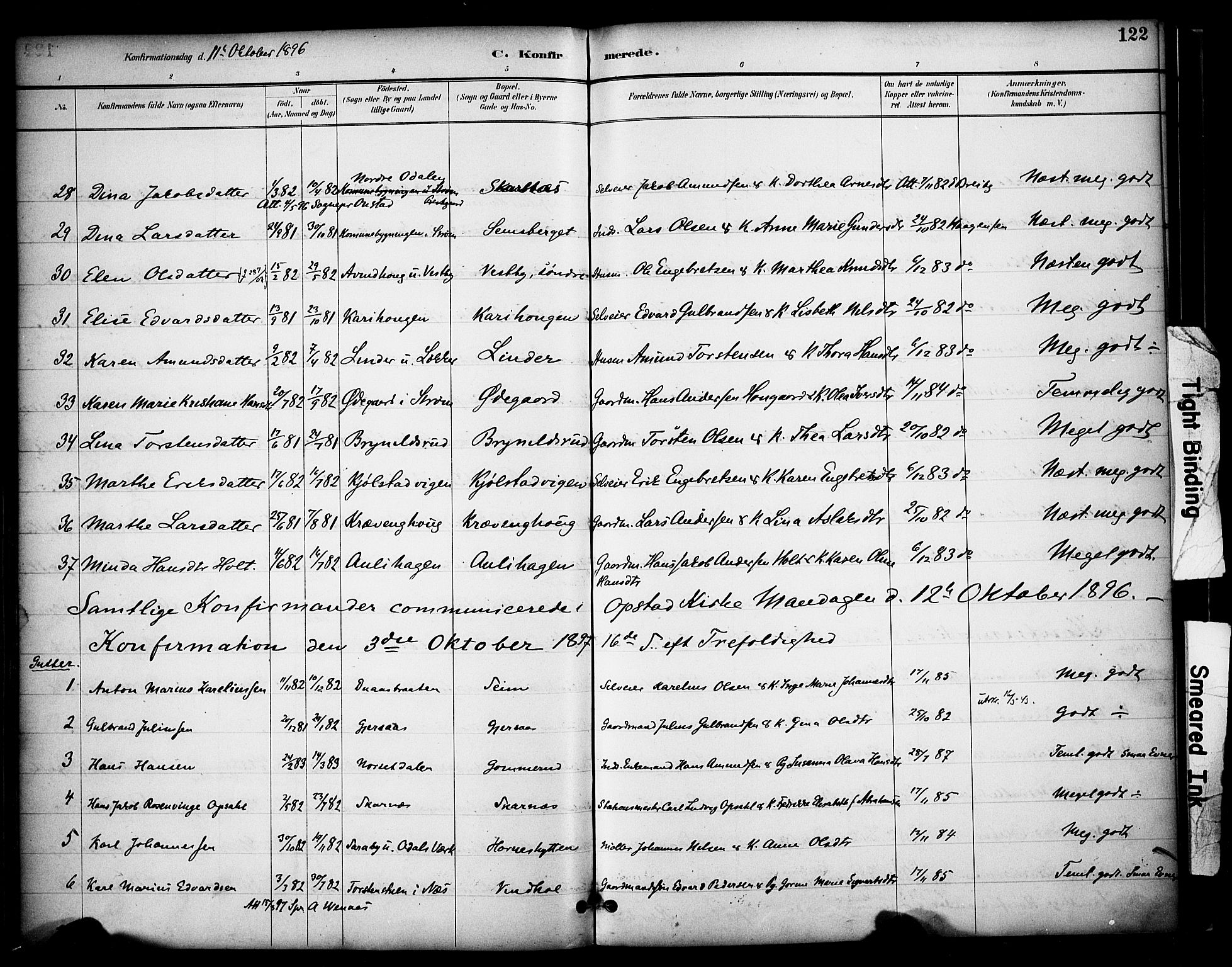 Sør-Odal prestekontor, SAH/PREST-030/H/Ha/Haa/L0009: Parish register (official) no. 9, 1886-1926, p. 122