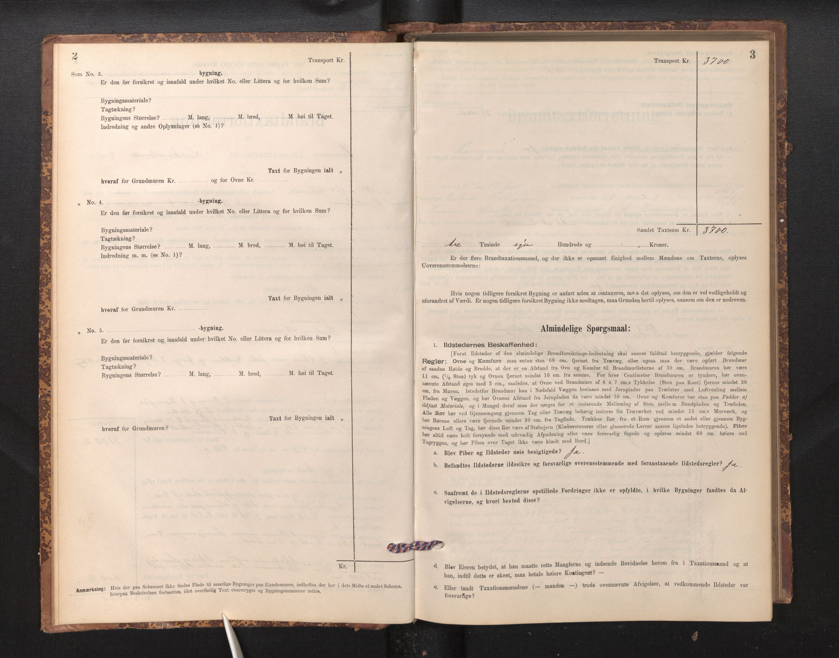 Lensmannen i Hamre, SAB/A-32601/0012/L0004: Branntakstprotokoll, skjematakst, 1895-1920, p. 2-3