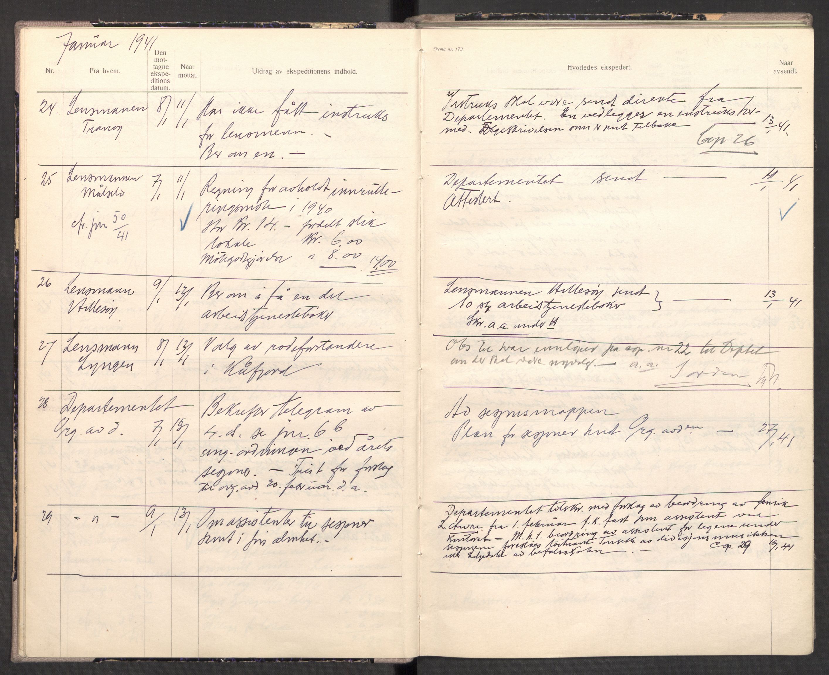 Norges arbeidstjeneste, AV/RA-S-5014/C/Ca/L0001: Journal for utskrivning Nordland og Troms, 1940-1942, p. 19