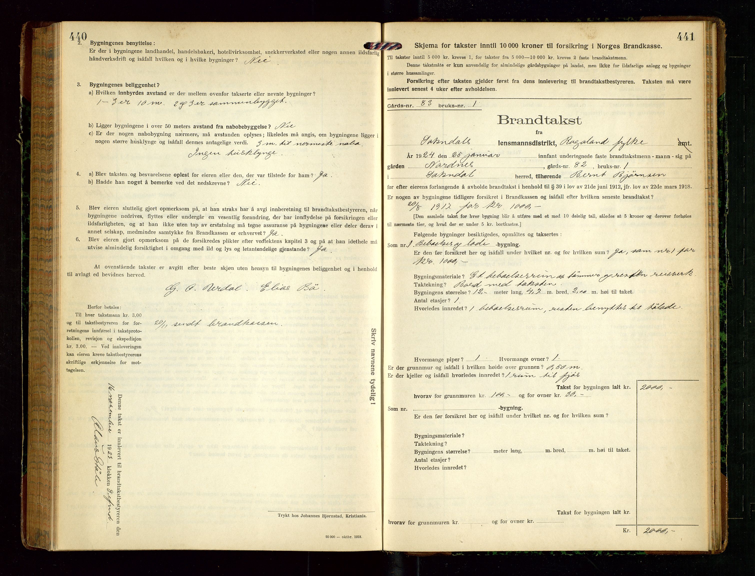 Sokndal lensmannskontor, SAST/A-100417/Gob/L0005: "Brandtakst-Protokol", 1920-1924, p. 440-441