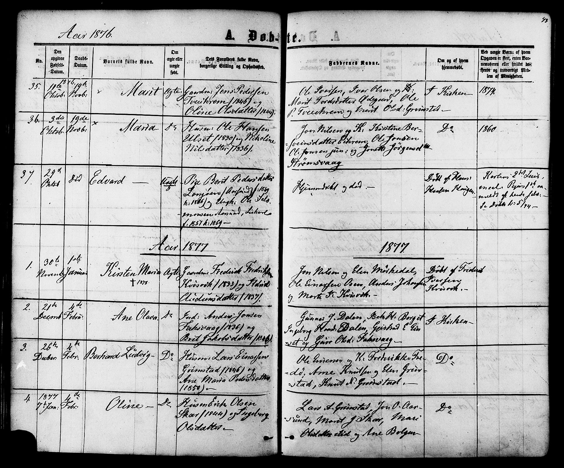 Ministerialprotokoller, klokkerbøker og fødselsregistre - Møre og Romsdal, AV/SAT-A-1454/587/L0999: Parish register (official) no. 587A01, 1864-1886, p. 48