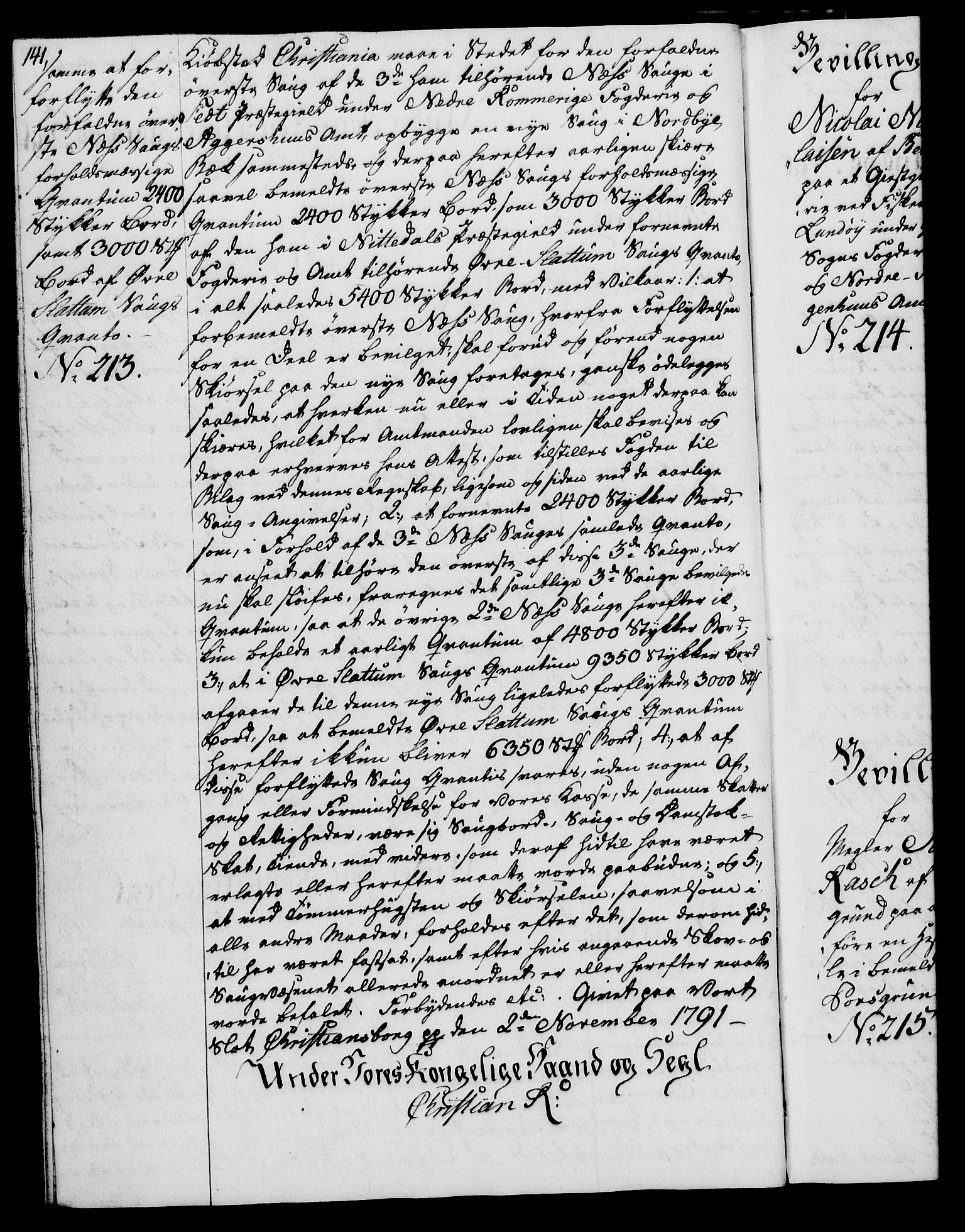 Rentekammeret, Kammerkanselliet, RA/EA-3111/G/Gg/Gga/L0015: Norsk ekspedisjonsprotokoll med register (merket RK 53.15), 1790-1791, p. 141