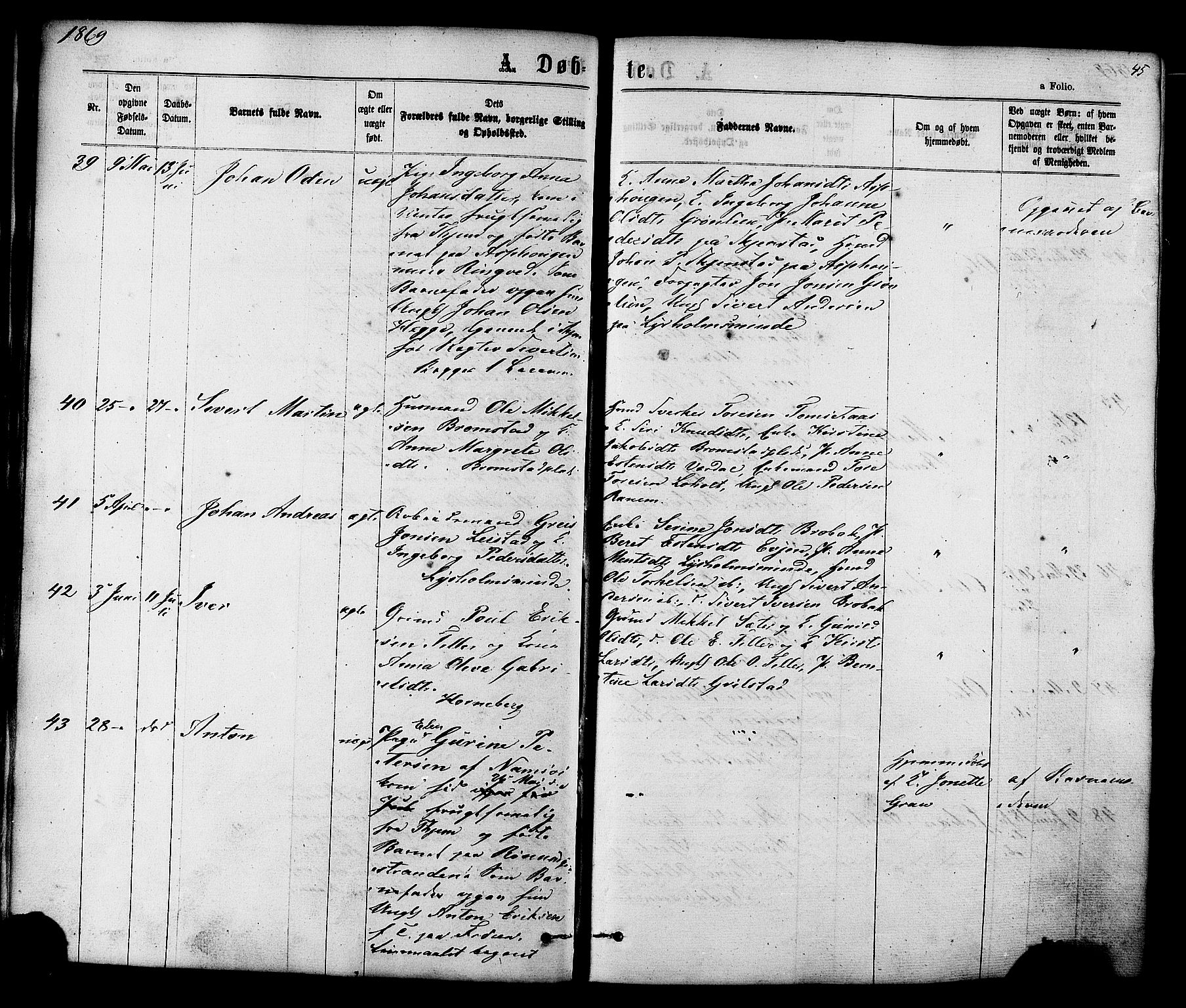Ministerialprotokoller, klokkerbøker og fødselsregistre - Sør-Trøndelag, AV/SAT-A-1456/606/L0293: Parish register (official) no. 606A08, 1866-1877, p. 45