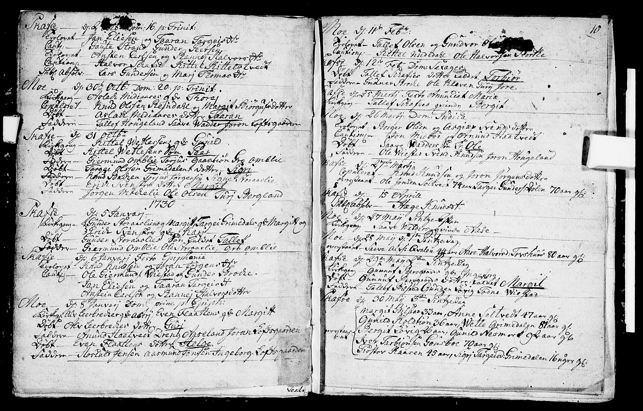 Mo kirkebøker, SAKO/A-286/F/Fa/L0001: Parish register (official) no. I 1, 1724-1748, p. 10