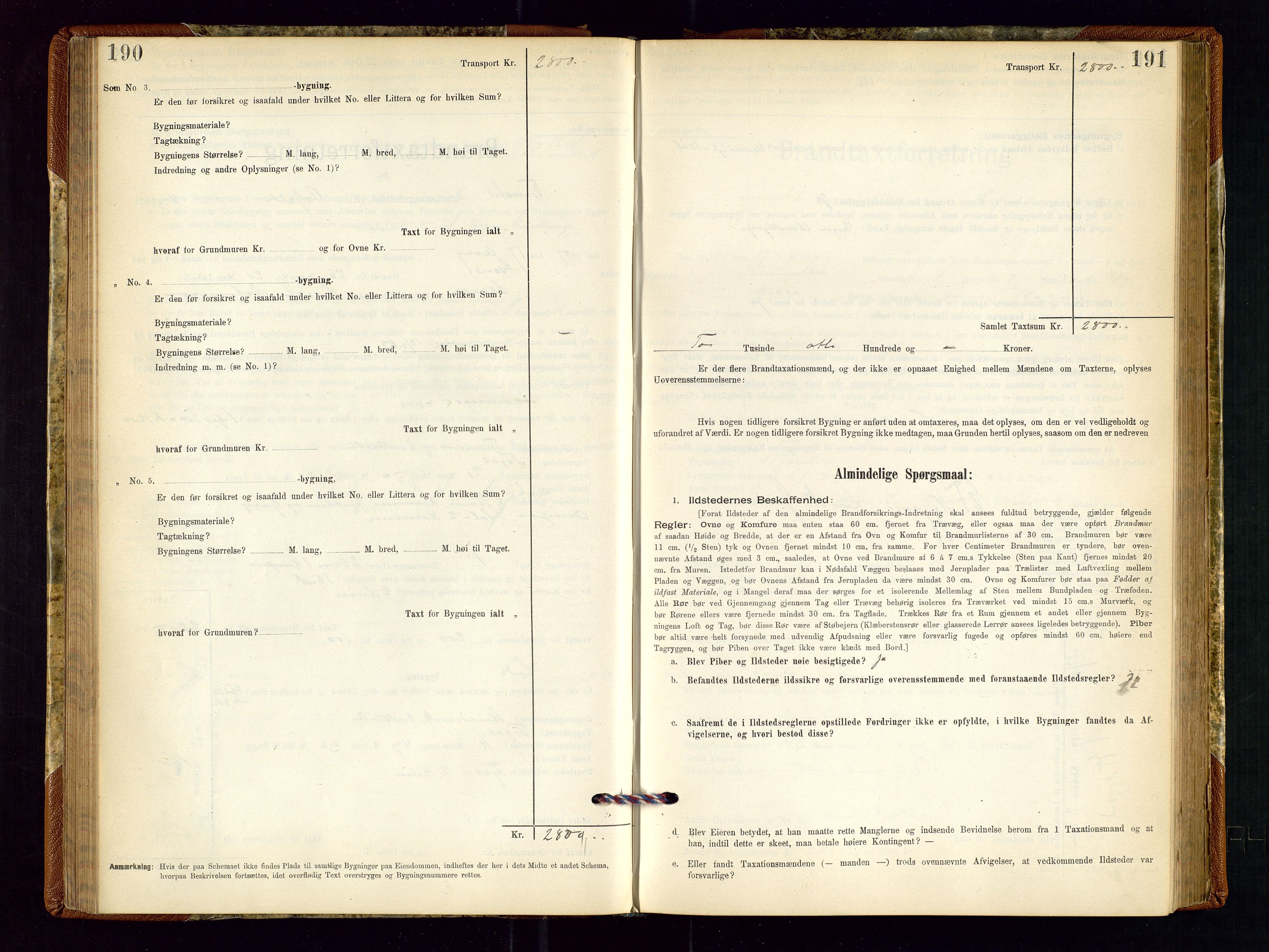 Torvestad lensmannskontor, SAST/A-100307/1/Gob/L0001: "Brandtaxationsprotokol for Torvestad Lensmannsdistrikt", 1895-1904, p. 190-191