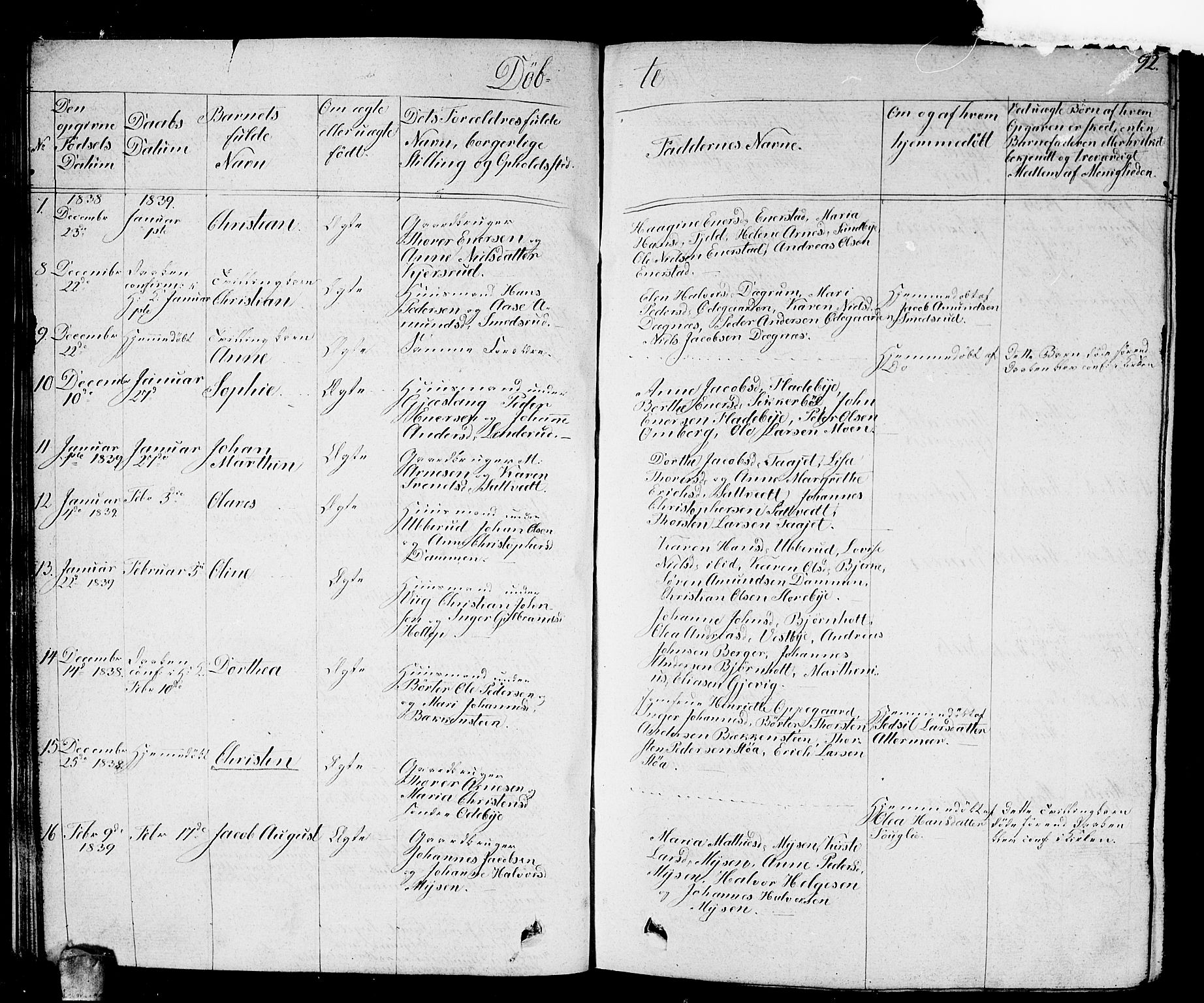 Enebakk prestekontor Kirkebøker, AV/SAO-A-10171c/G/Ga/L0003: Parish register (copy) no. I 3, 1833-1849, p. 92