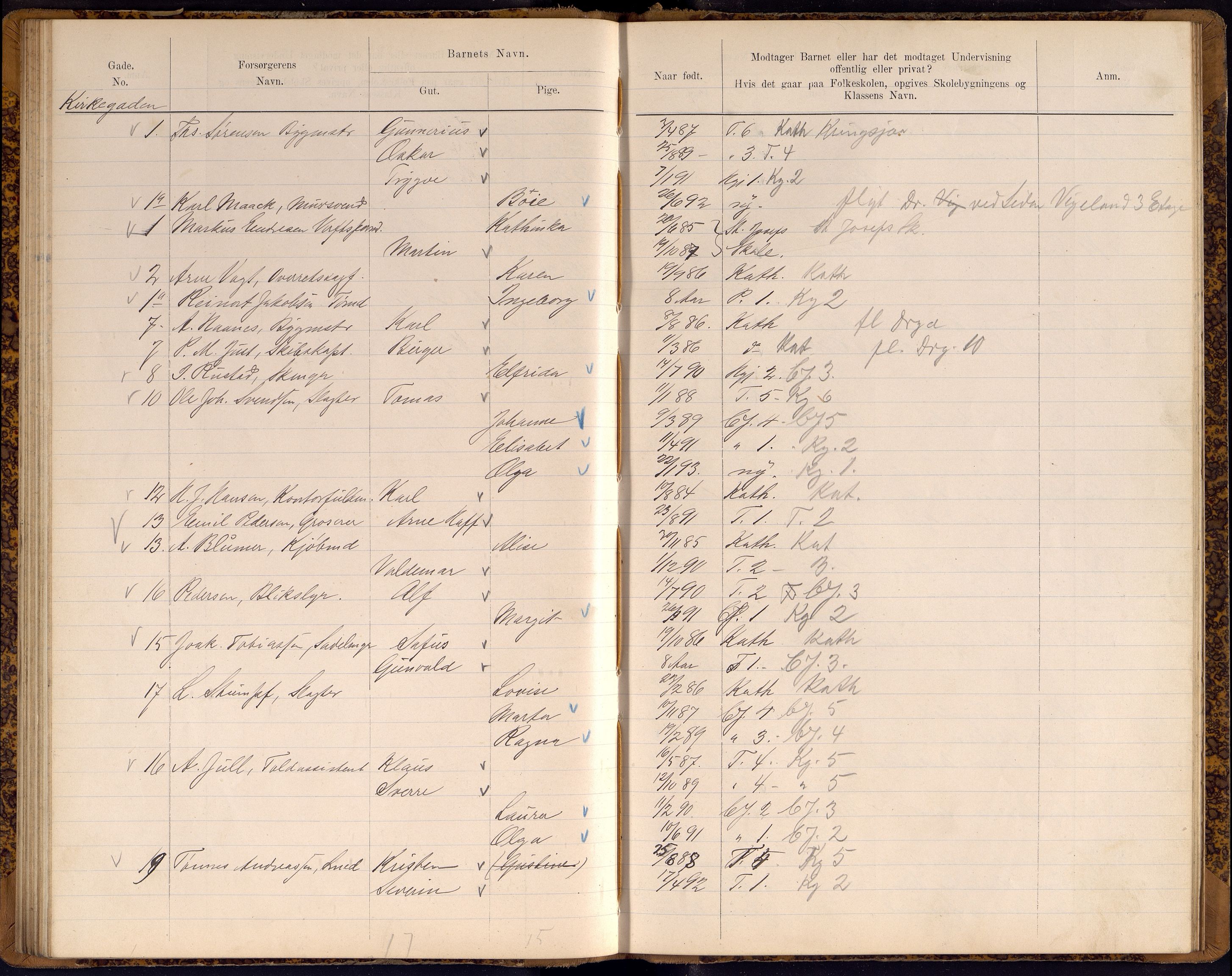 Kristiansand By - Skolekommisjonen/ -Styret, ARKSOR/1001KG510/J/Jb/L0009: Barnetelling, 1899