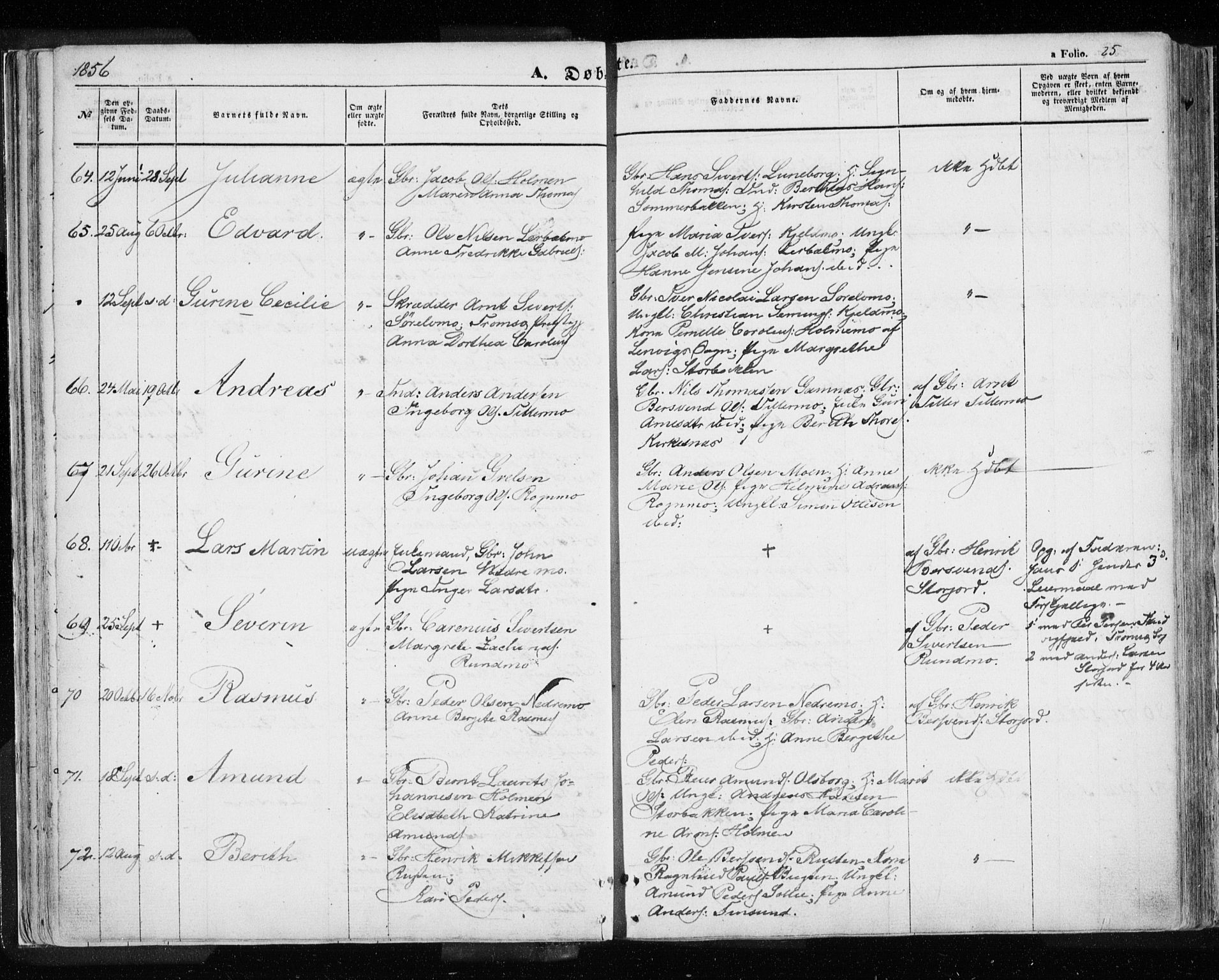 Målselv sokneprestembete, SATØ/S-1311/G/Ga/Gaa/L0003kirke: Parish register (official) no. 3, 1853-1863, p. 25