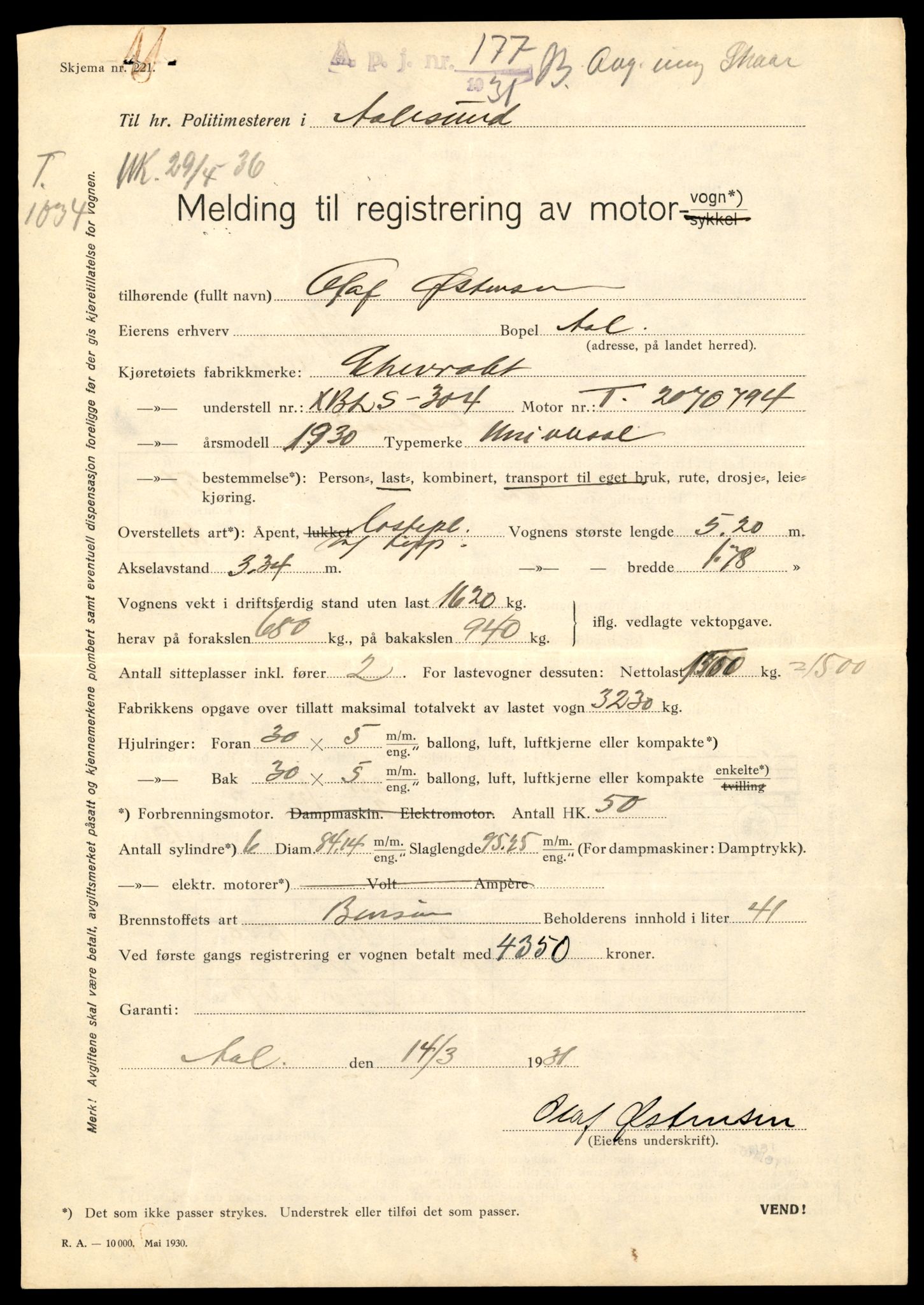 Møre og Romsdal vegkontor - Ålesund trafikkstasjon, AV/SAT-A-4099/F/Fe/L0019: Registreringskort for kjøretøy T 10228 - T 10350, 1927-1998, p. 405