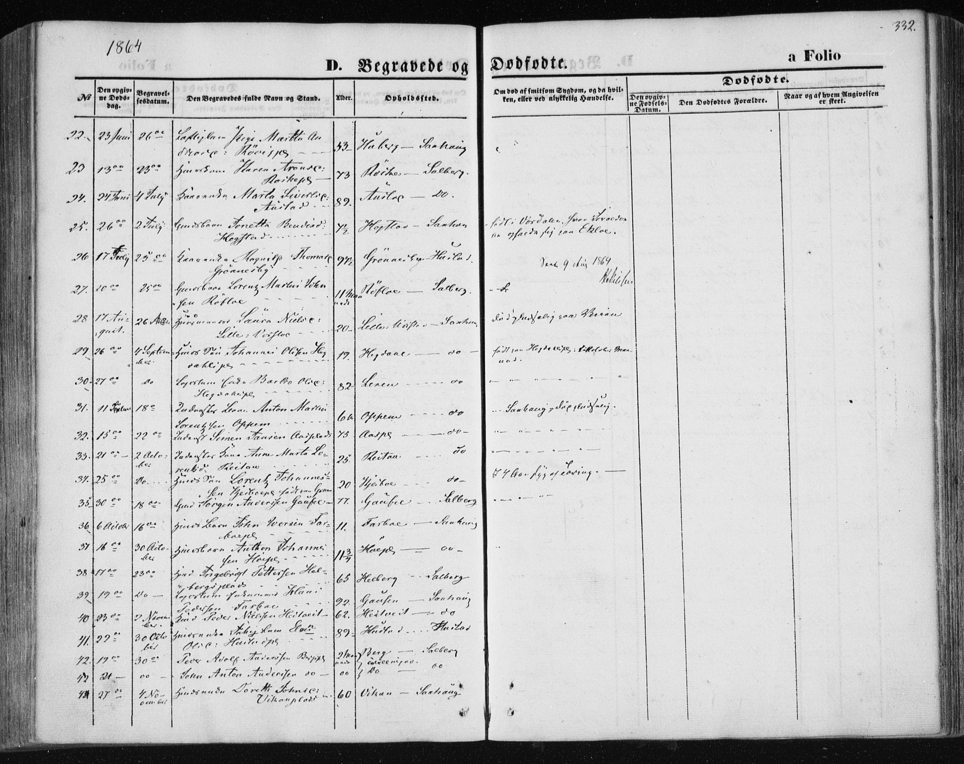Ministerialprotokoller, klokkerbøker og fødselsregistre - Nord-Trøndelag, SAT/A-1458/730/L0283: Parish register (official) no. 730A08, 1855-1865, p. 332