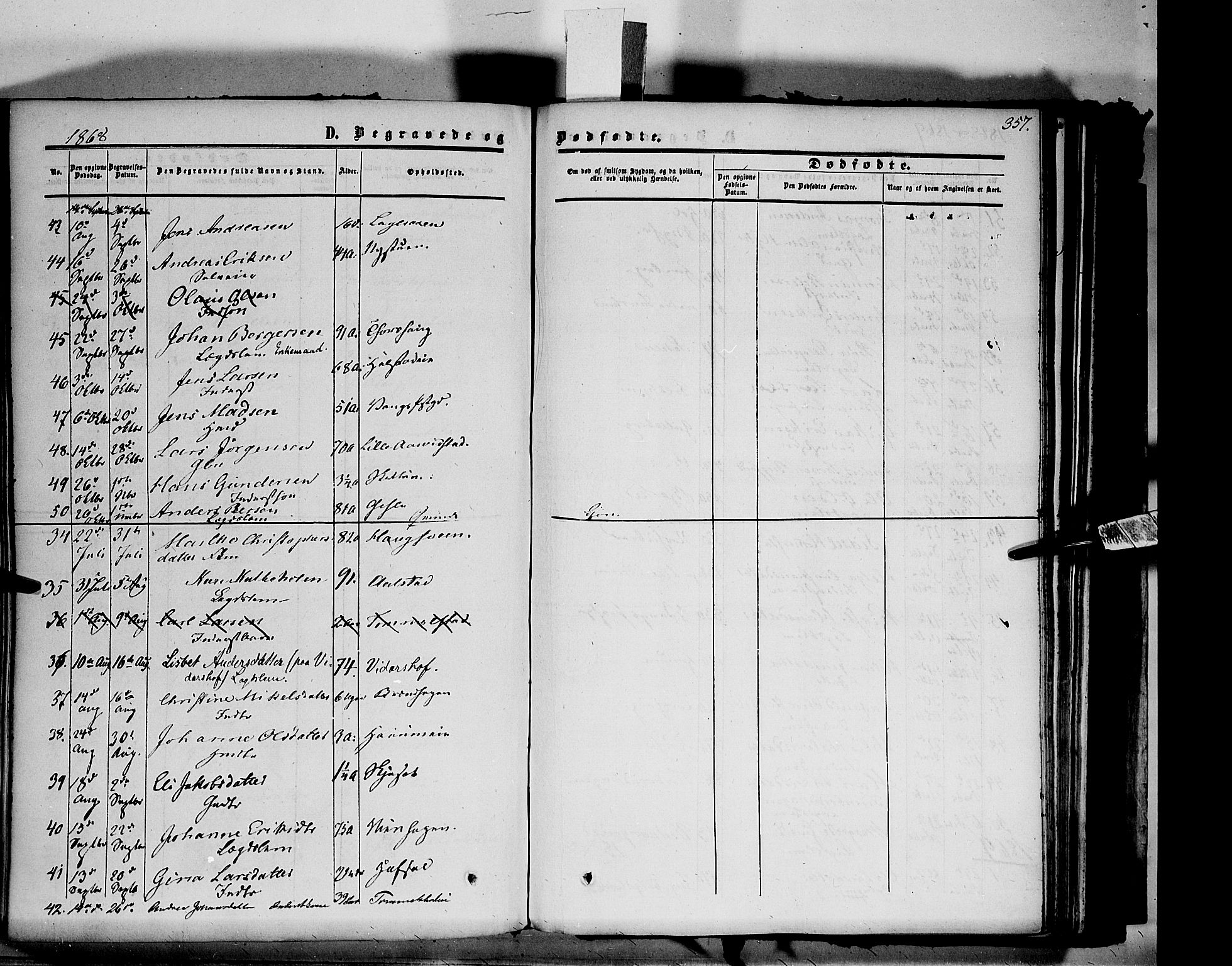 Vang prestekontor, Hedmark, AV/SAH-PREST-008/H/Ha/Haa/L0012: Parish register (official) no. 12, 1855-1870, p. 357