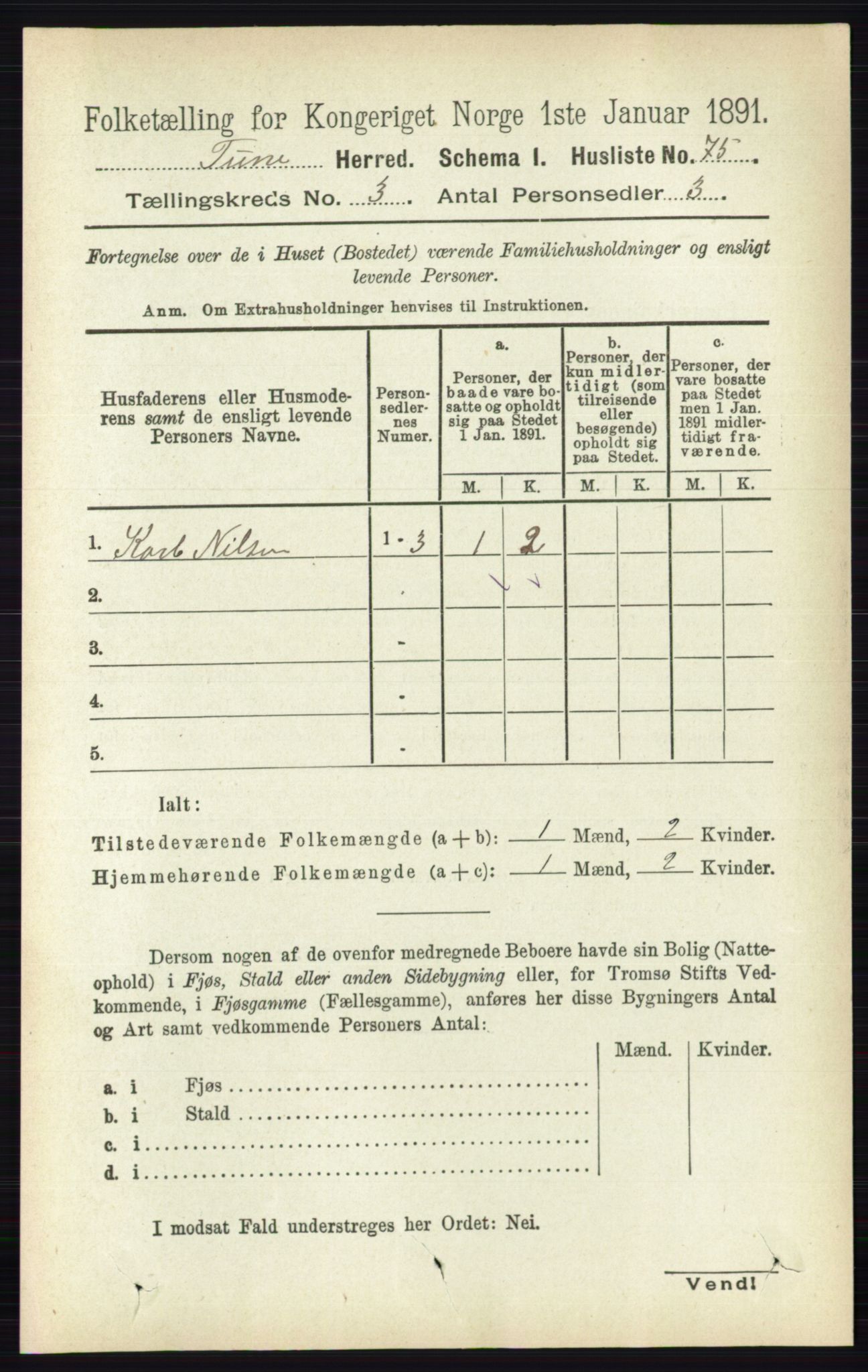 RA, 1891 census for 0130 Tune, 1891, p. 1474