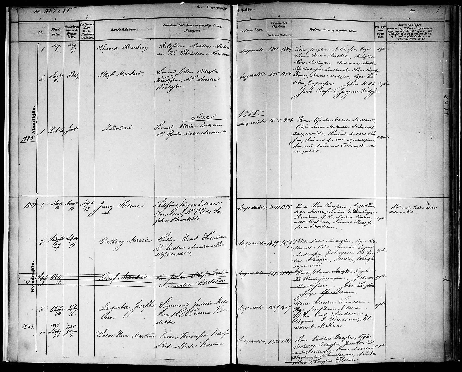 Borre kirkebøker, AV/SAKO-A-338/F/Fb/L0001: Parish register (official) no. II 1, 1878-1892, p. 9