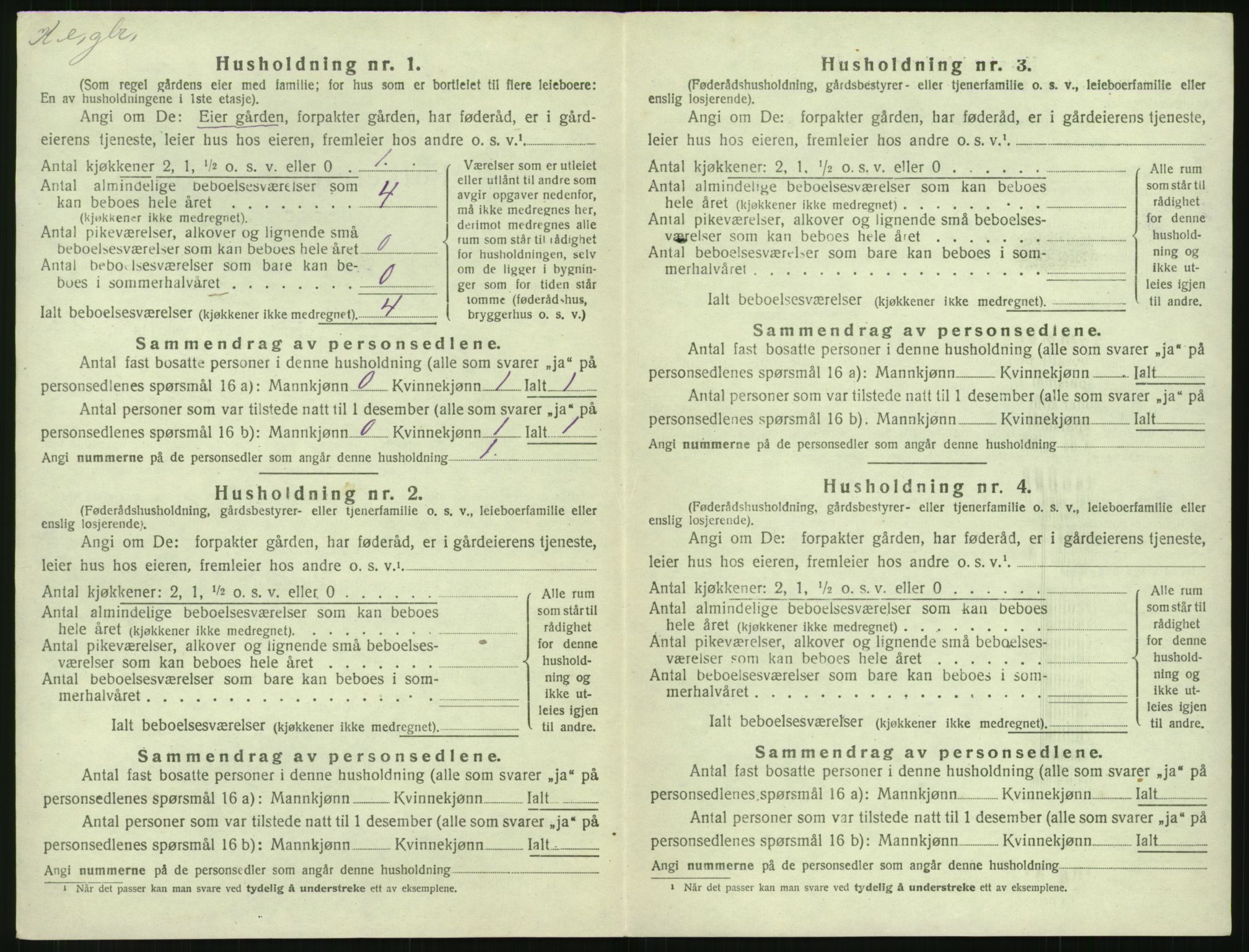 SAK, 1920 census for Øyestad, 1920, p. 405