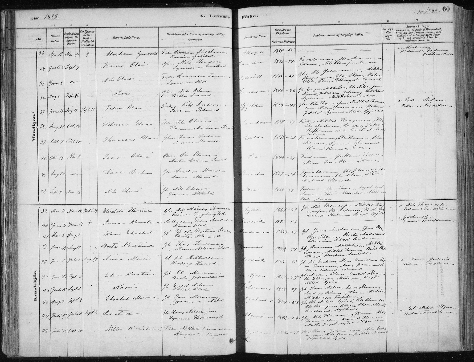 Fjell sokneprestembete, SAB/A-75301/H/Haa: Parish register (official) no. A  8, 1878-1898, p. 60