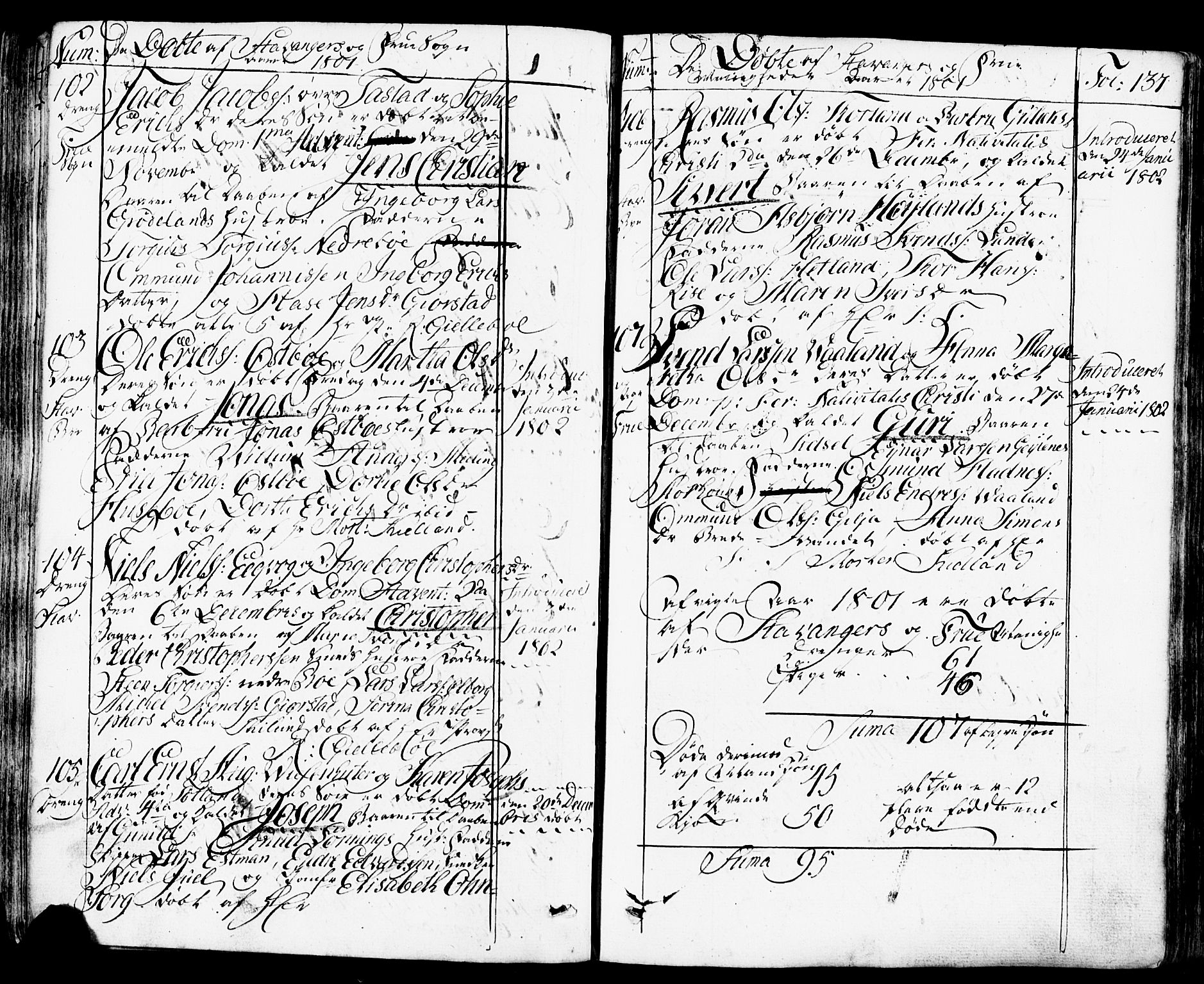 Domkirken sokneprestkontor, SAST/A-101812/001/30/30BB/L0007: Parish register (copy) no. B 7, 1791-1813, p. 137