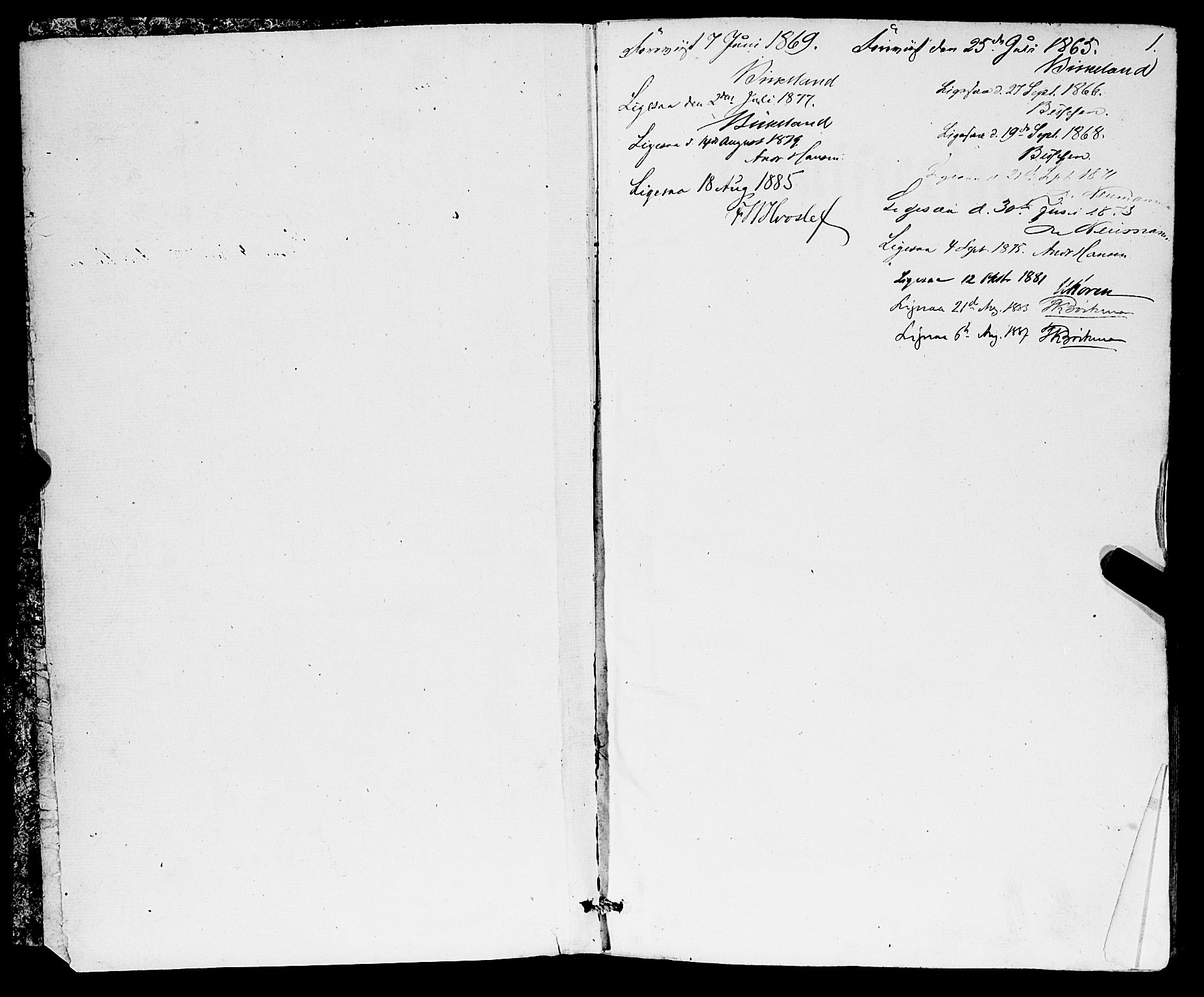 Sveio Sokneprestembete, AV/SAB-A-78501/H/Hab: Parish register (copy) no. B 1, 1864-1886, p. 1