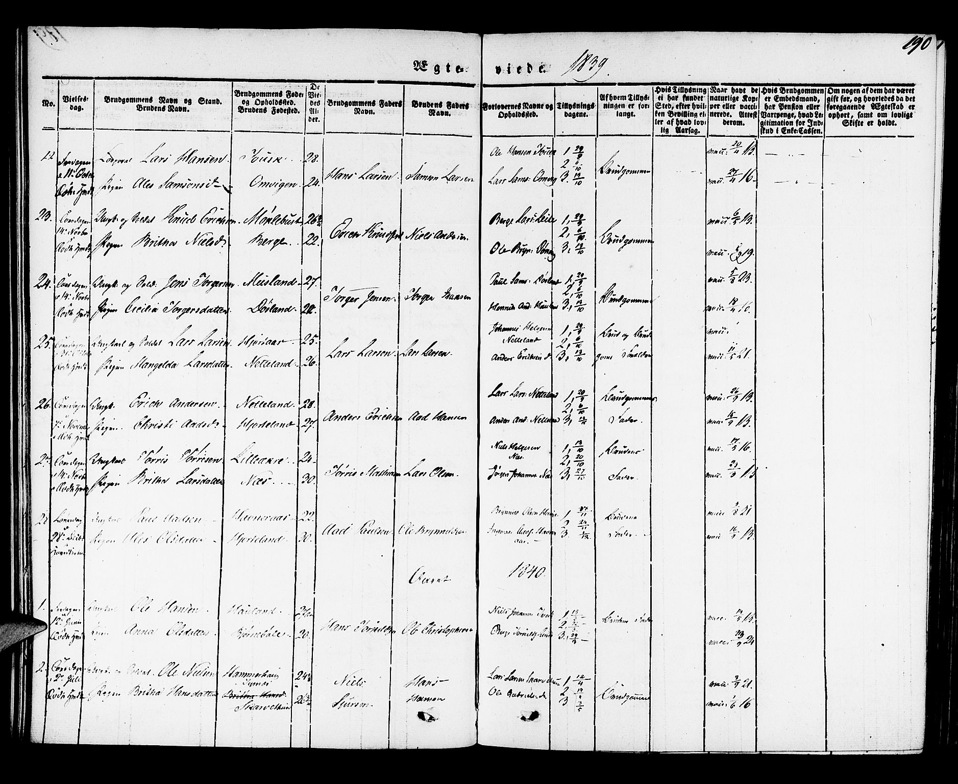 Kvinnherad sokneprestembete, AV/SAB-A-76401/H/Haa: Parish register (official) no. A 6, 1835-1843, p. 190