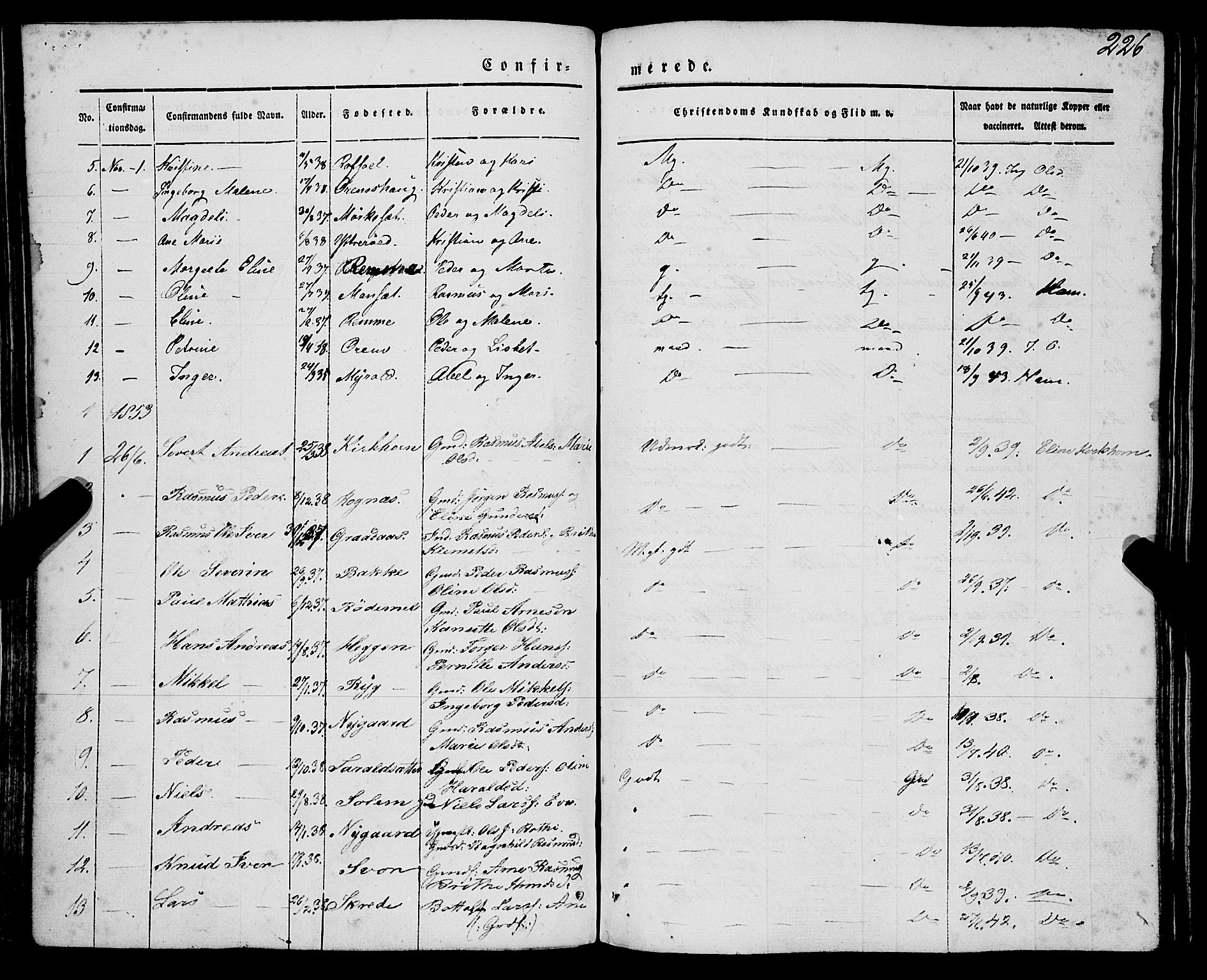 Eid sokneprestembete, AV/SAB-A-82301/H/Haa/Haaa/L0007: Parish register (official) no. A 7, 1844-1858, p. 226