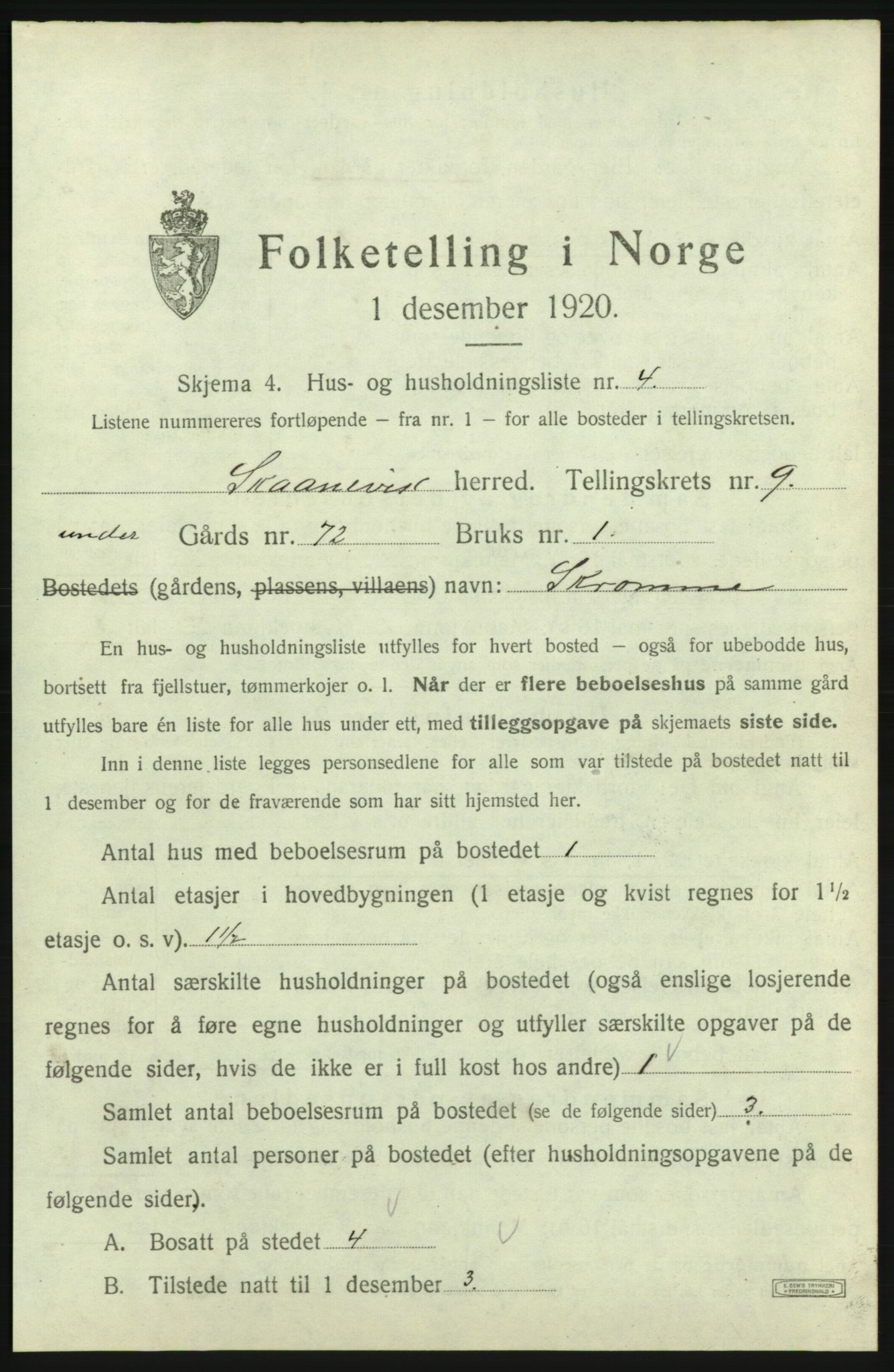 SAB, 1920 census for Skånevik, 1920, p. 1101