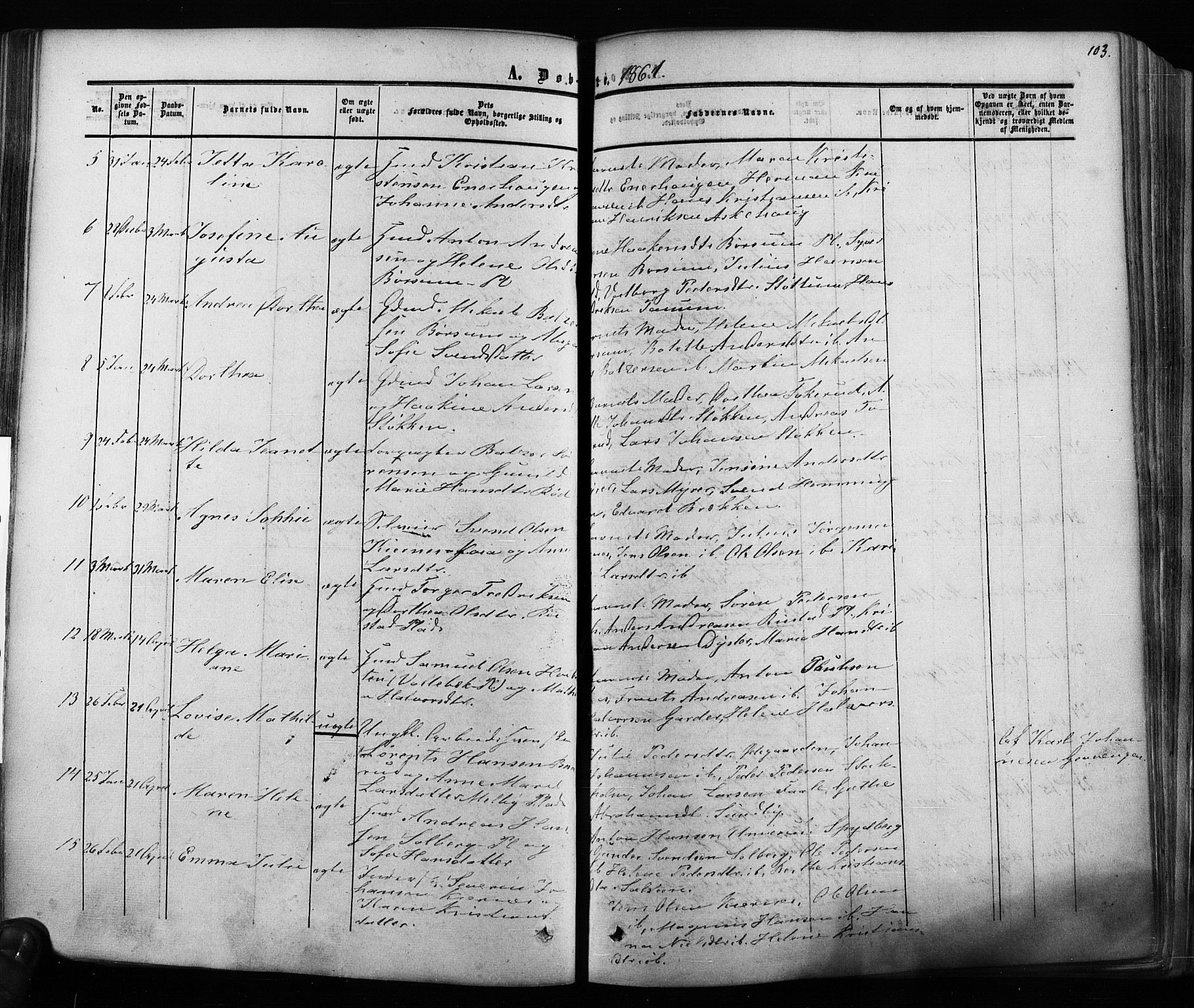 Ås prestekontor Kirkebøker, AV/SAO-A-10894/F/Fa/L0007: Parish register (official) no. I 7, 1854-1870, p. 103