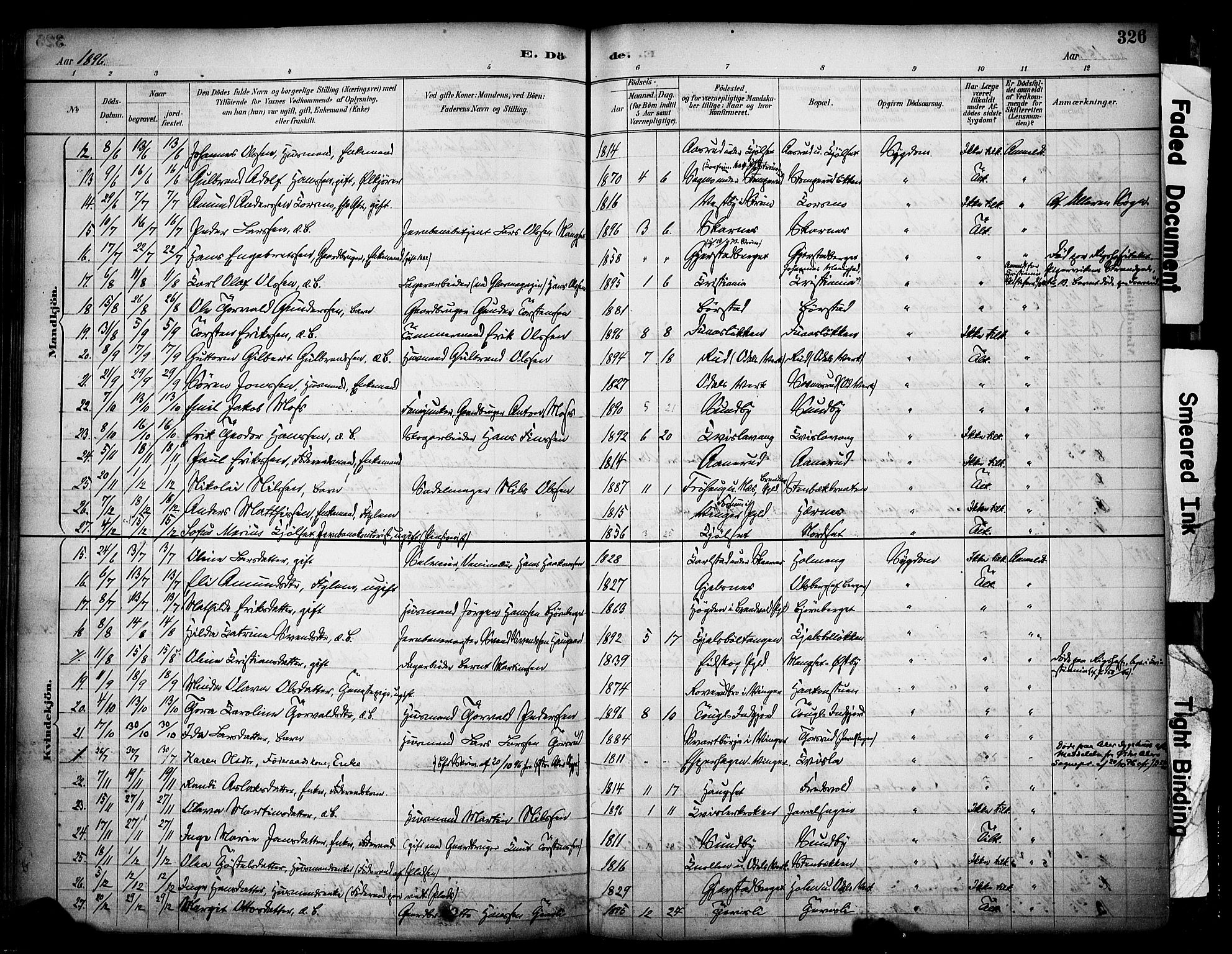 Sør-Odal prestekontor, SAH/PREST-030/H/Ha/Haa/L0007: Parish register (official) no. 7, 1886-1925, p. 326