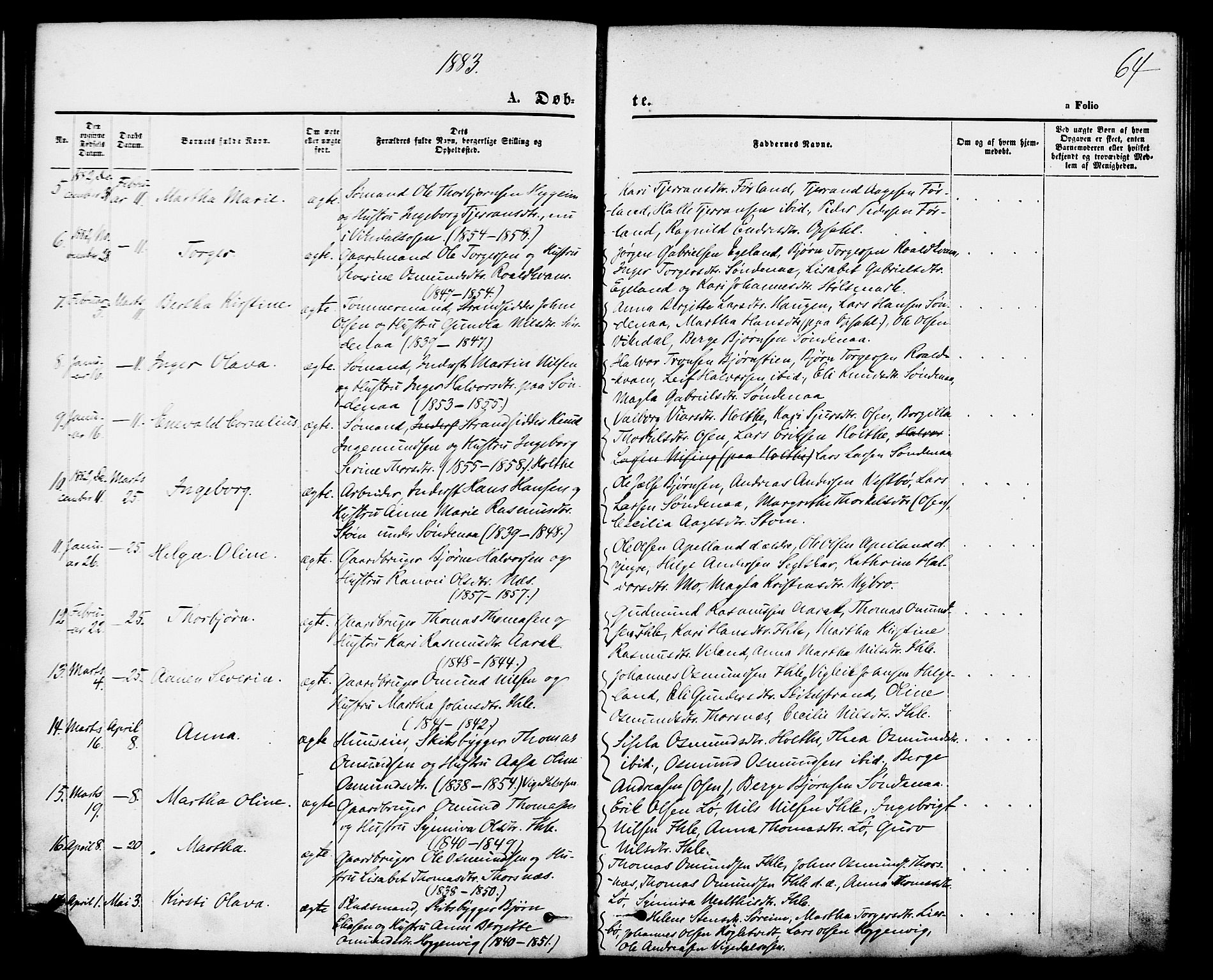 Vikedal sokneprestkontor, SAST/A-101840/01/IV: Parish register (official) no. A 7, 1868-1883, p. 64