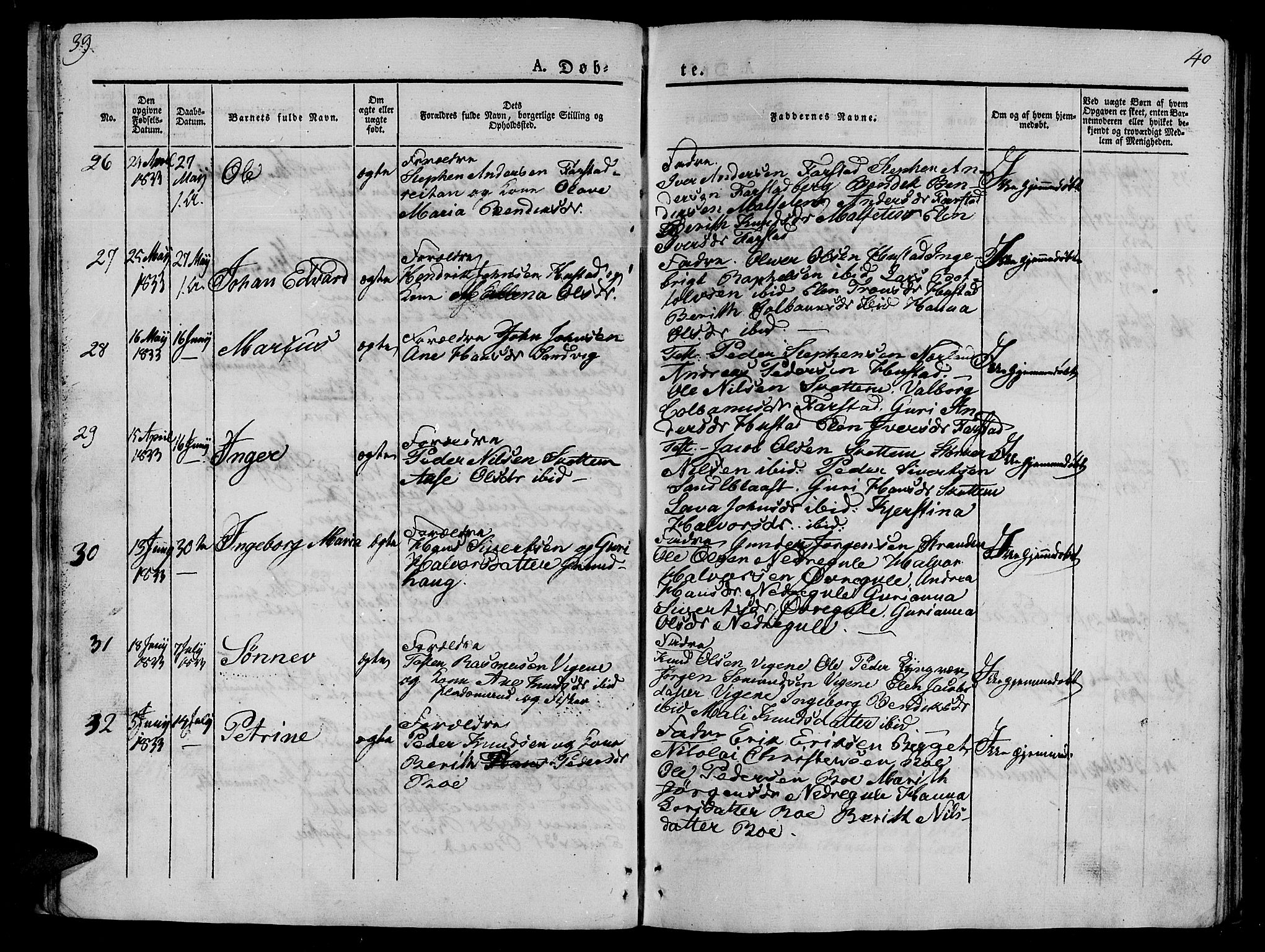 Ministerialprotokoller, klokkerbøker og fødselsregistre - Møre og Romsdal, AV/SAT-A-1454/566/L0765: Parish register (official) no. 566A04, 1829-1841, p. 39-40