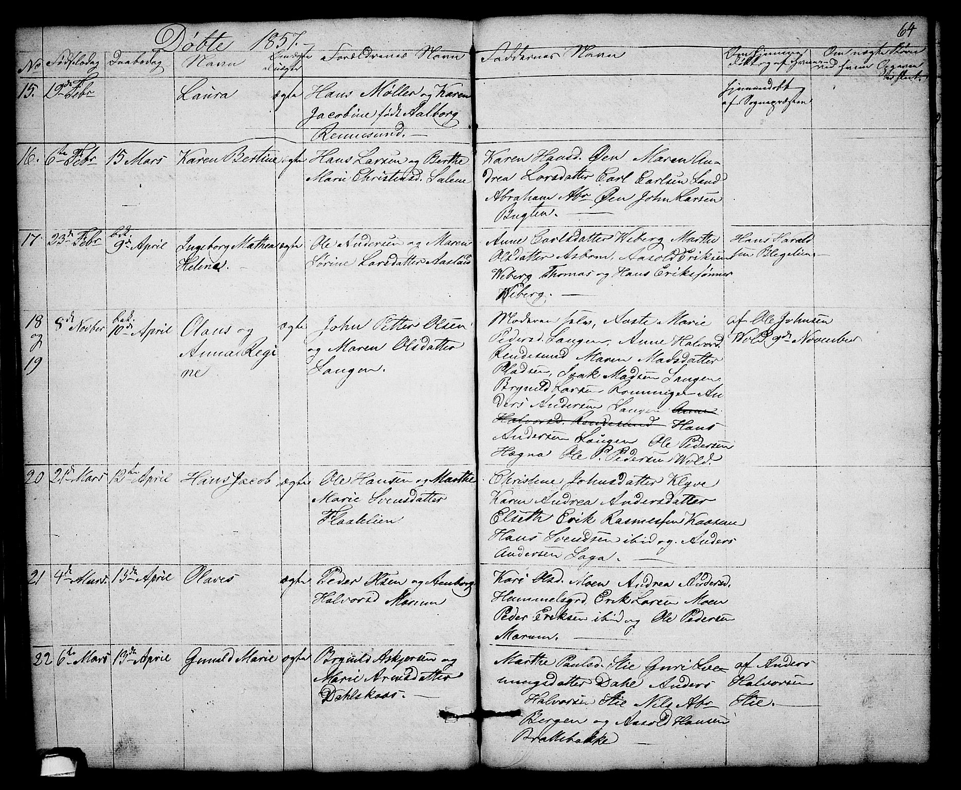 Solum kirkebøker, AV/SAKO-A-306/G/Gb/L0001: Parish register (copy) no. II 1, 1848-1859, p. 64