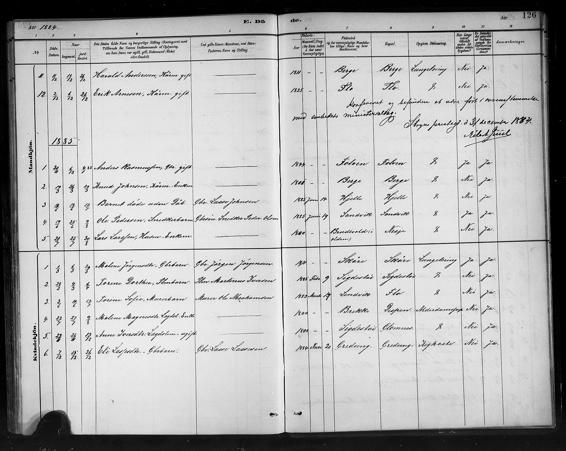 Stryn Sokneprestembete, SAB/A-82501: Parish register (copy) no. C 3, 1881-1905, p. 126