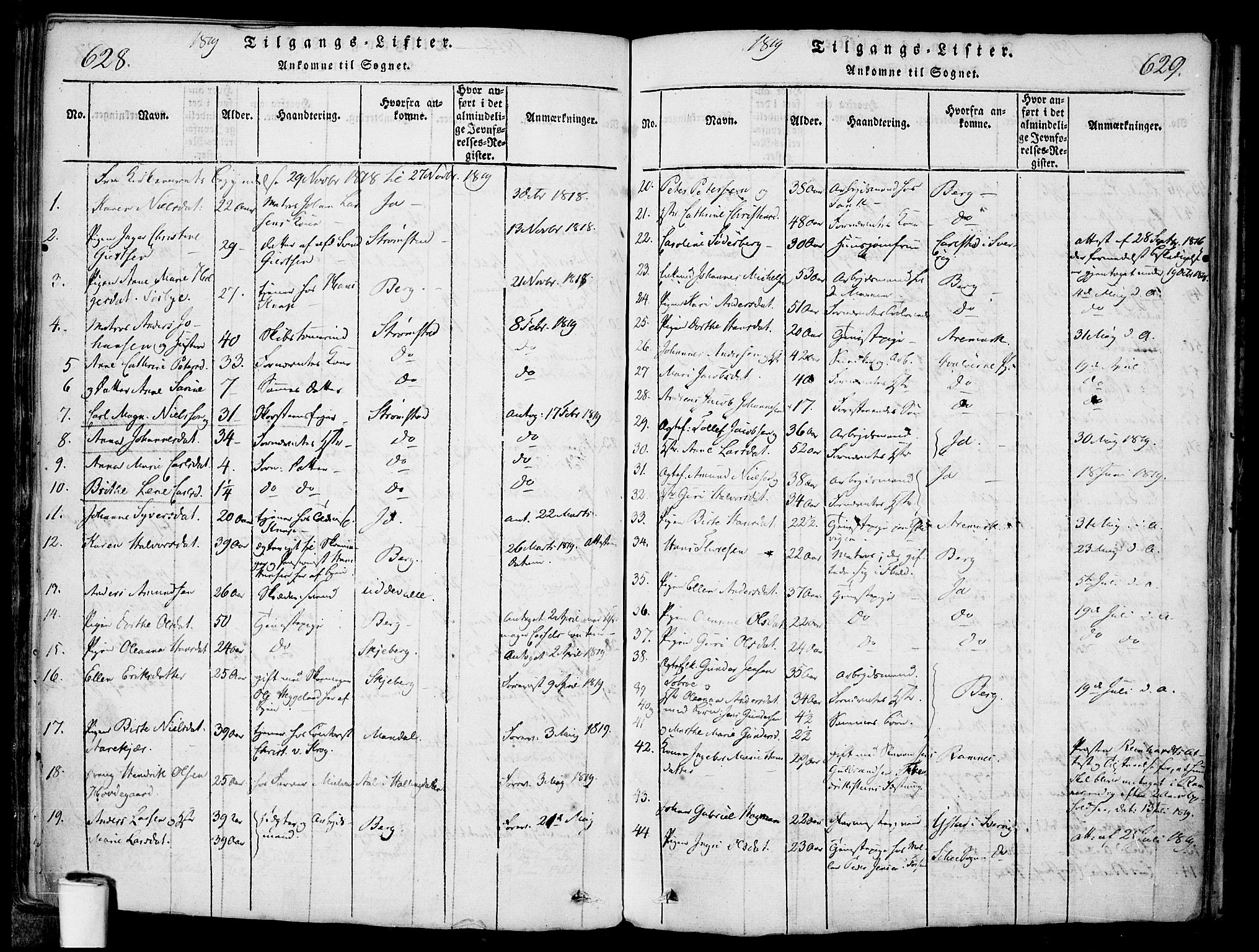 Halden prestekontor Kirkebøker, SAO/A-10909/F/Fa/L0003: Parish register (official) no. I 3, 1815-1834, p. 628-629