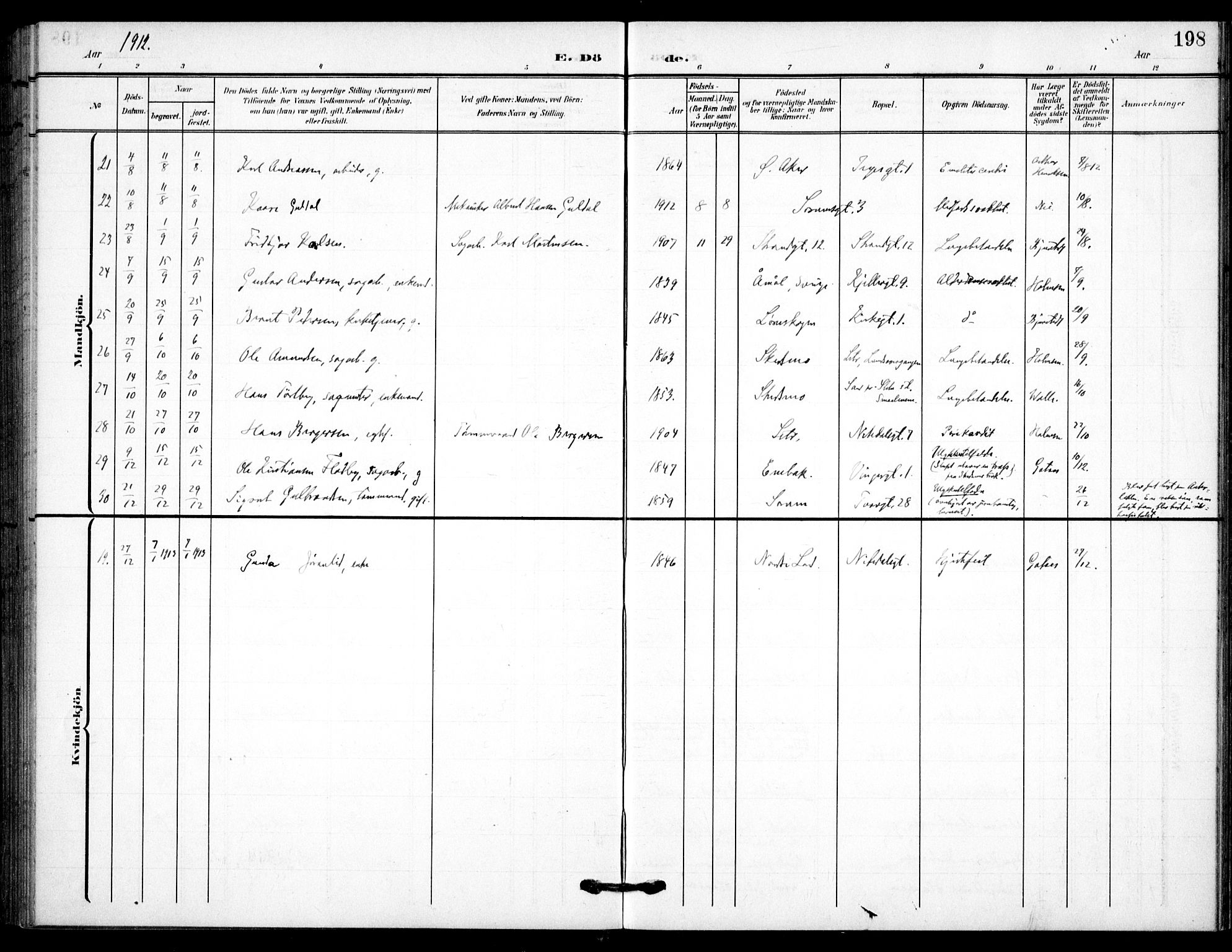 Skedsmo prestekontor Kirkebøker, SAO/A-10033a/F/Fc/L0001: Parish register (official) no. III 1, 1908-1916, p. 198