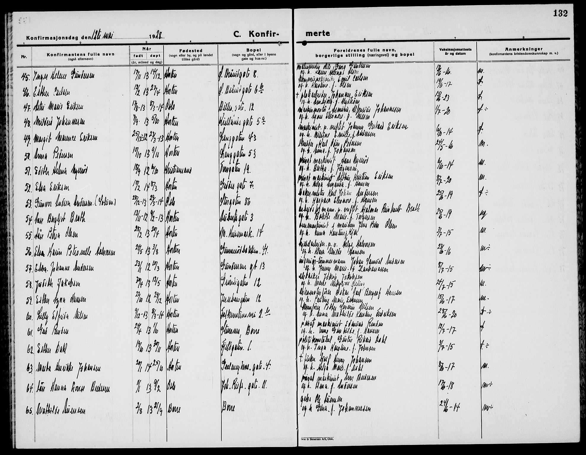 Horten kirkebøker, AV/SAKO-A-348/G/Ga/L0009: Parish register (copy) no. 9, 1926-1936, p. 132