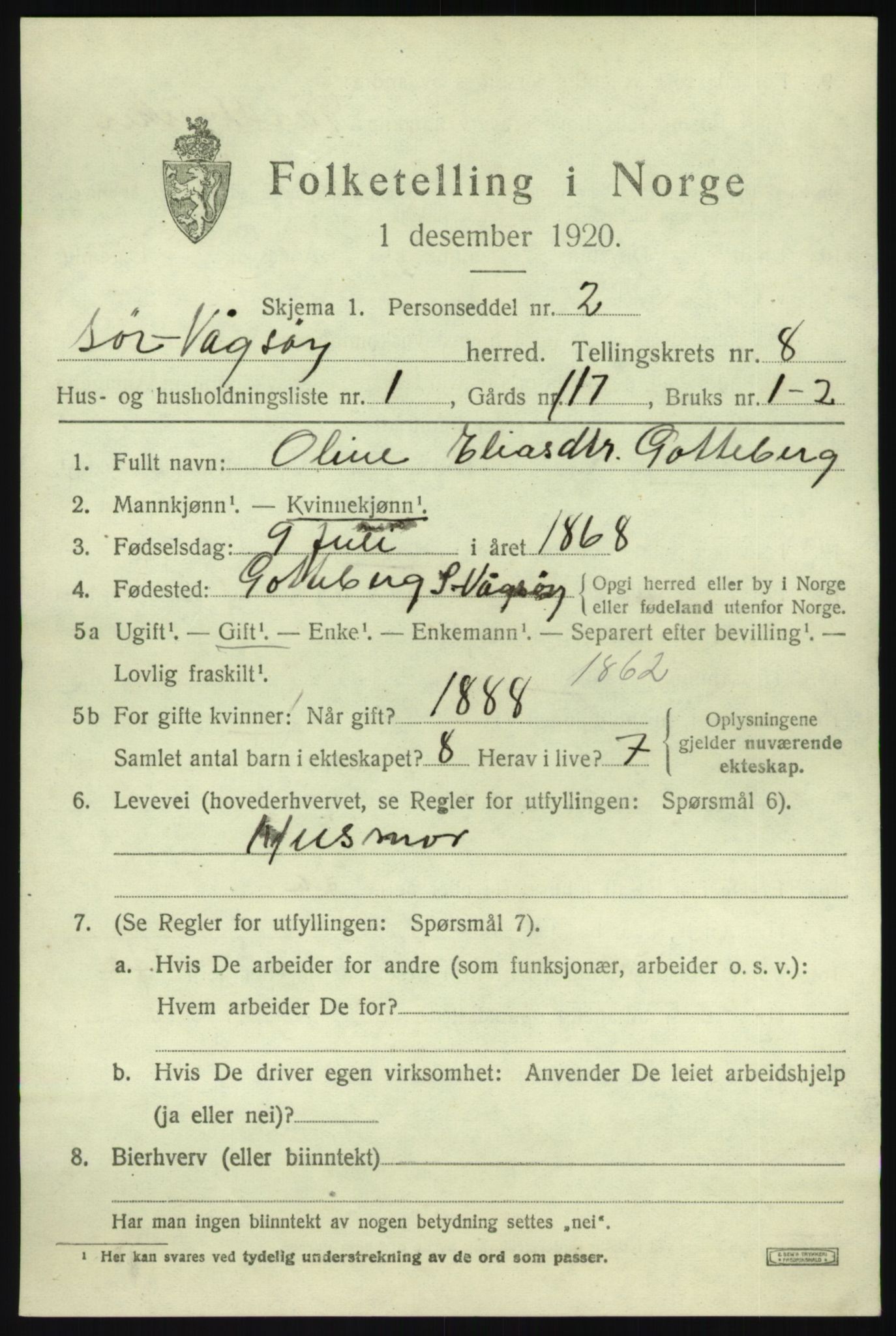 SAB, 1920 census for Sør-Vågsøy, 1920, p. 4782