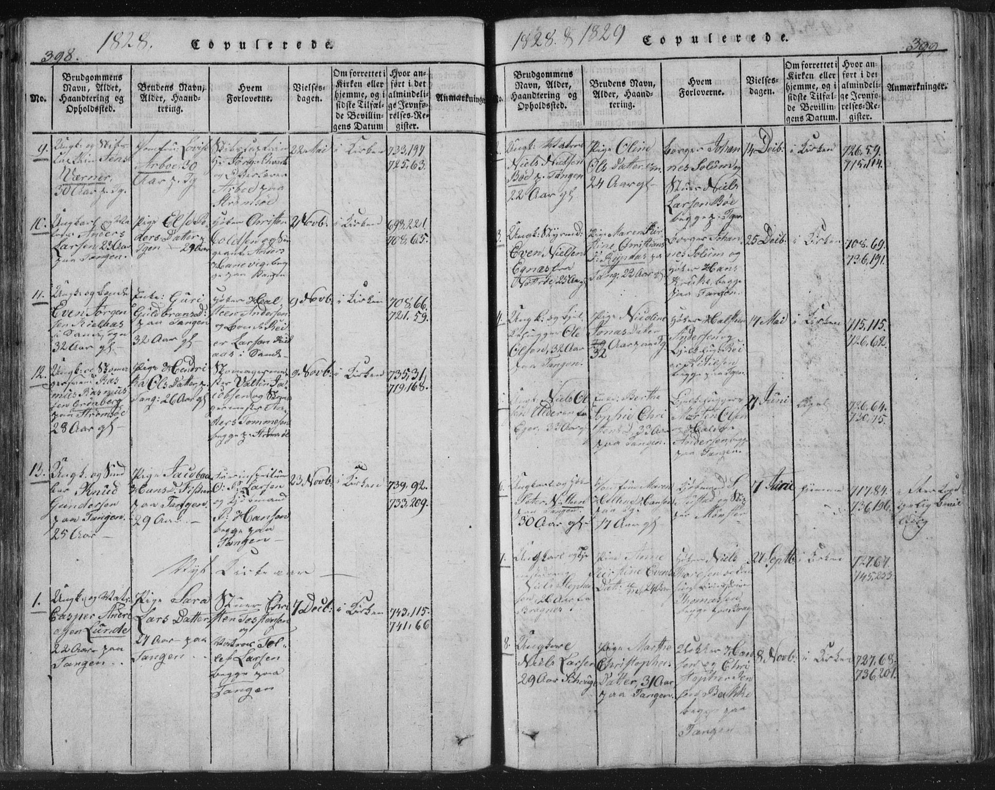 Strømsø kirkebøker, AV/SAKO-A-246/F/Fb/L0004: Parish register (official) no. II 4, 1814-1843, p. 398-399