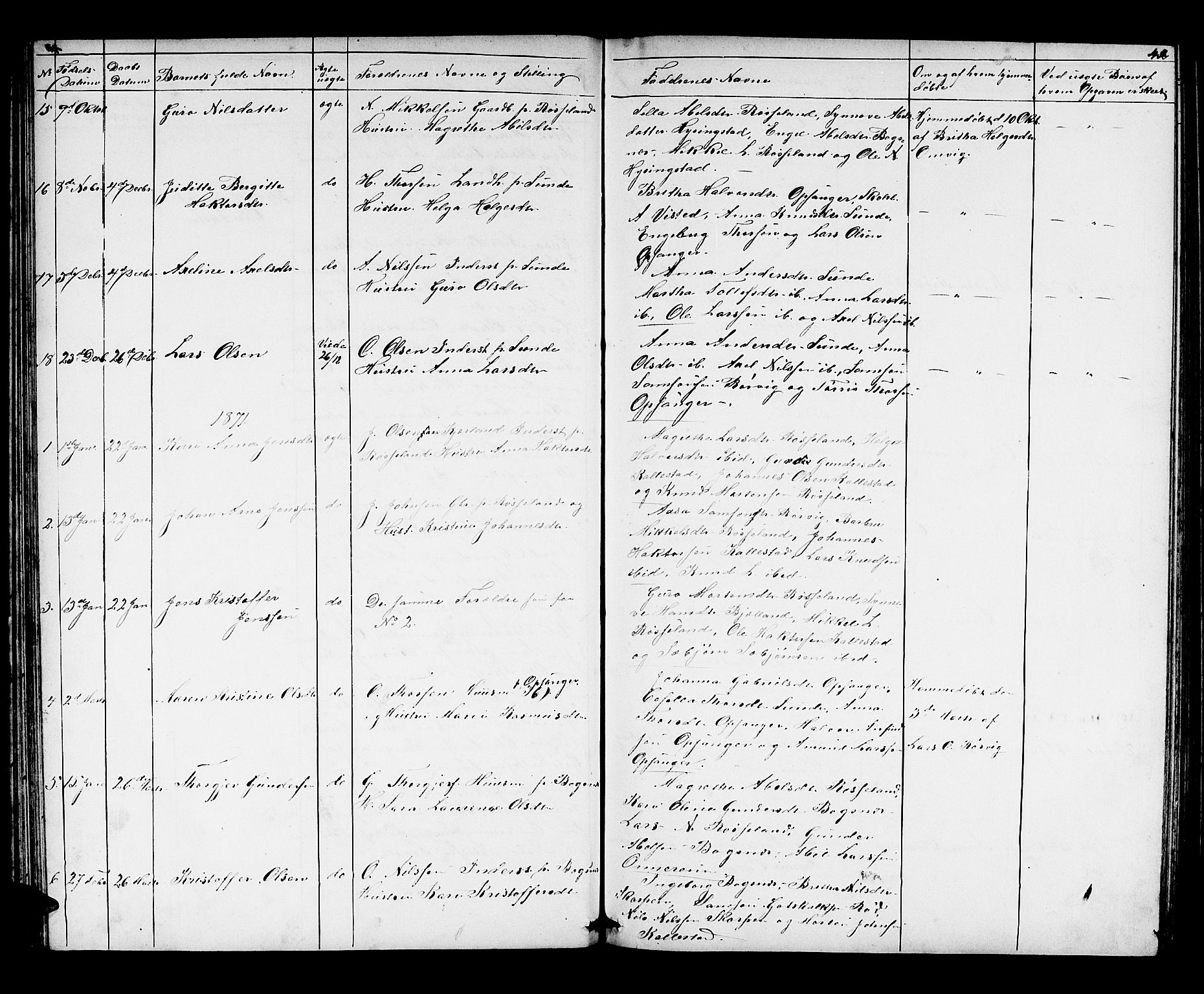 Husnes Sokneprestembete, SAB/A-75901/H/Hab: Parish register (copy) no. A 1, 1856-1880, p. 42