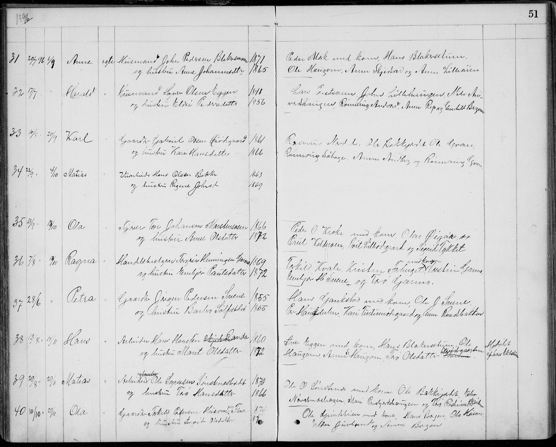 Lom prestekontor, SAH/PREST-070/L/L0013: Parish register (copy) no. 13, 1874-1938, p. 51